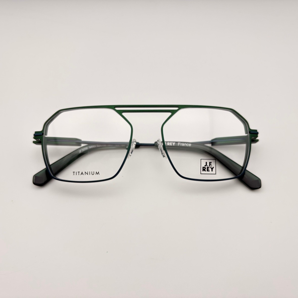 J.F. REY JF3056 4443 Forest Green Titanium Square Eyeglasses 53mm NEW