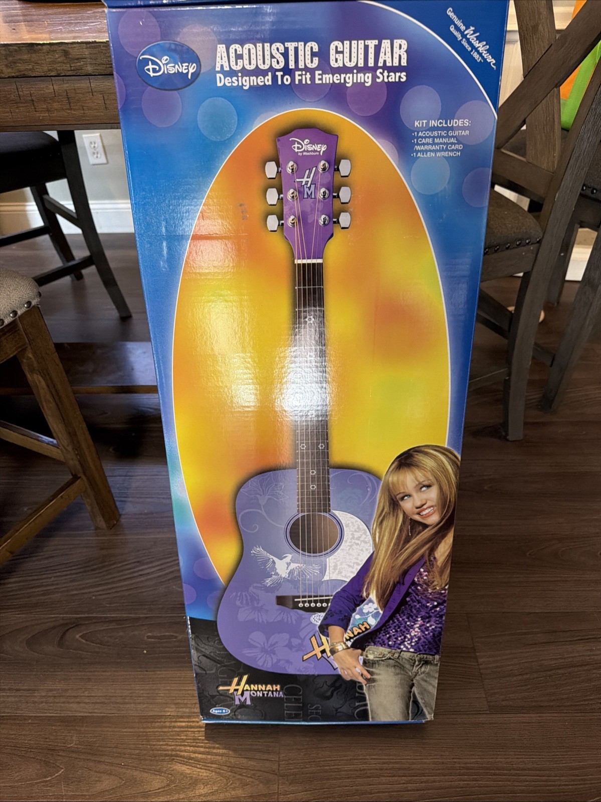Disney Hannah Montana Washburn 3/4 Acoustic Guitar Purple 6 String 2008 Hardwood