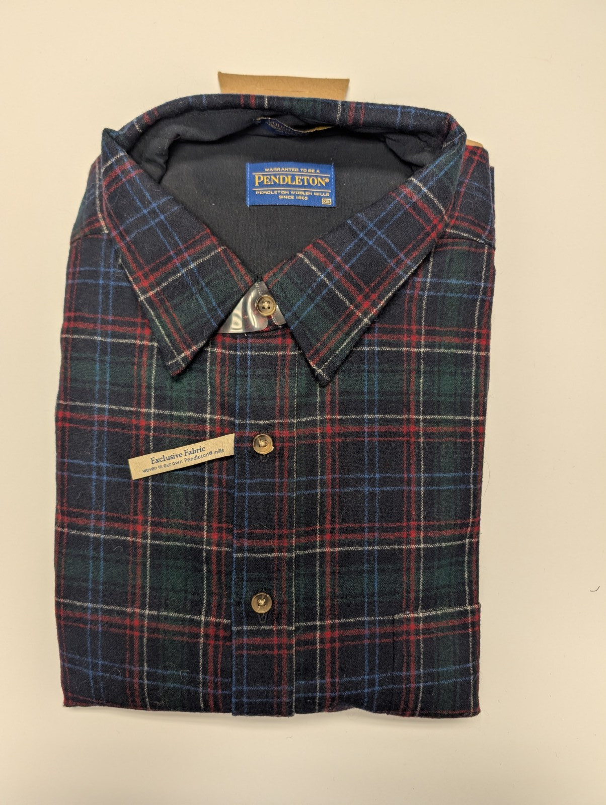 Pendleton Lodge Shirt Mens XXL Navy Green Red Plaid 100% Virgin Wool NWT