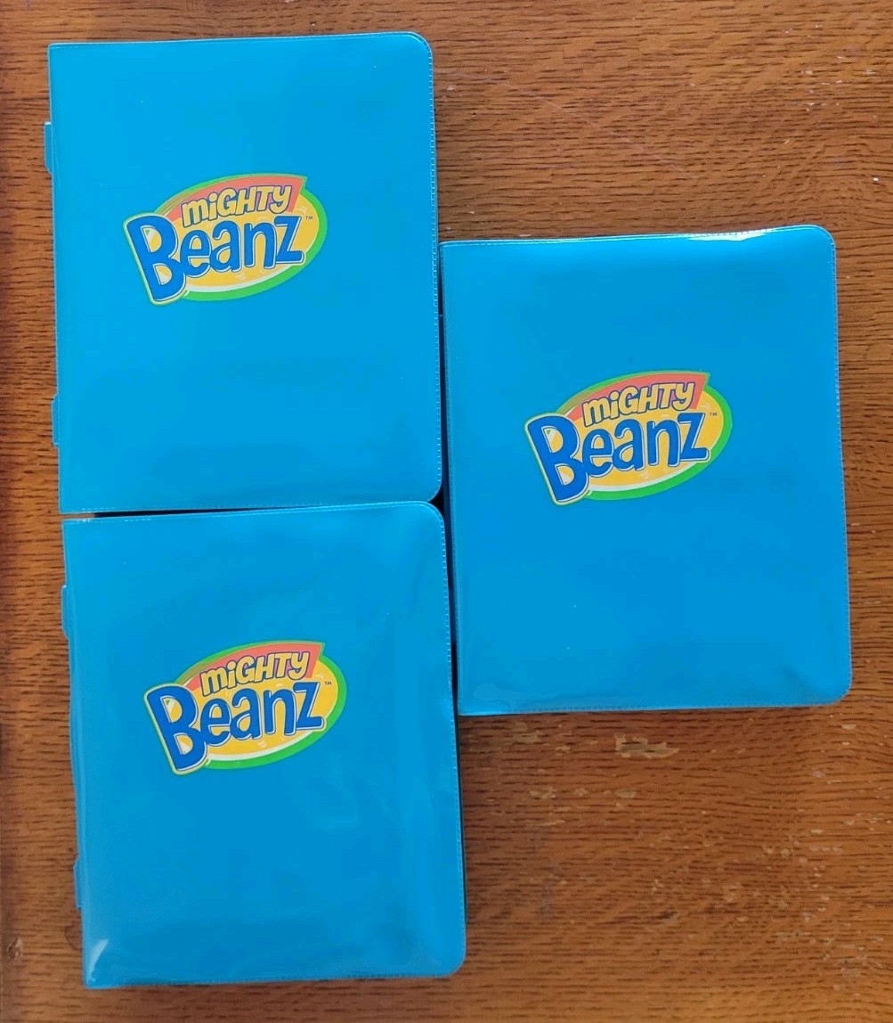 Mighty Beanz with Blue Carrying Case Lot Of 3 With 99 Beanz + Special Editions