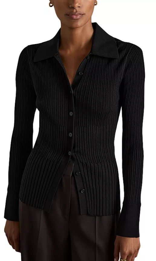 Reiss women\'s Jenna Black Knit Top Shirt - size XS - retail $210