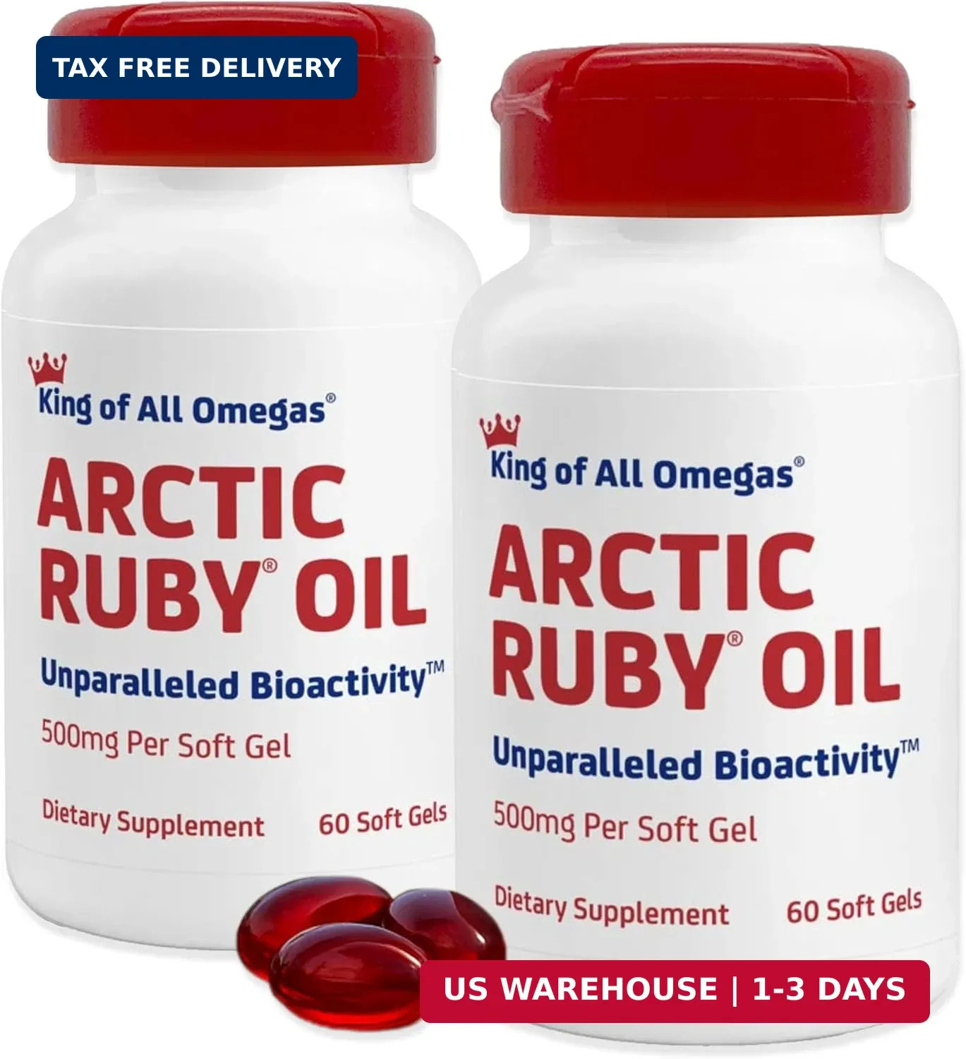 Oil 1000mg Omega 3 Supplement with EPA DHA 60 Softgels, 2 Pack