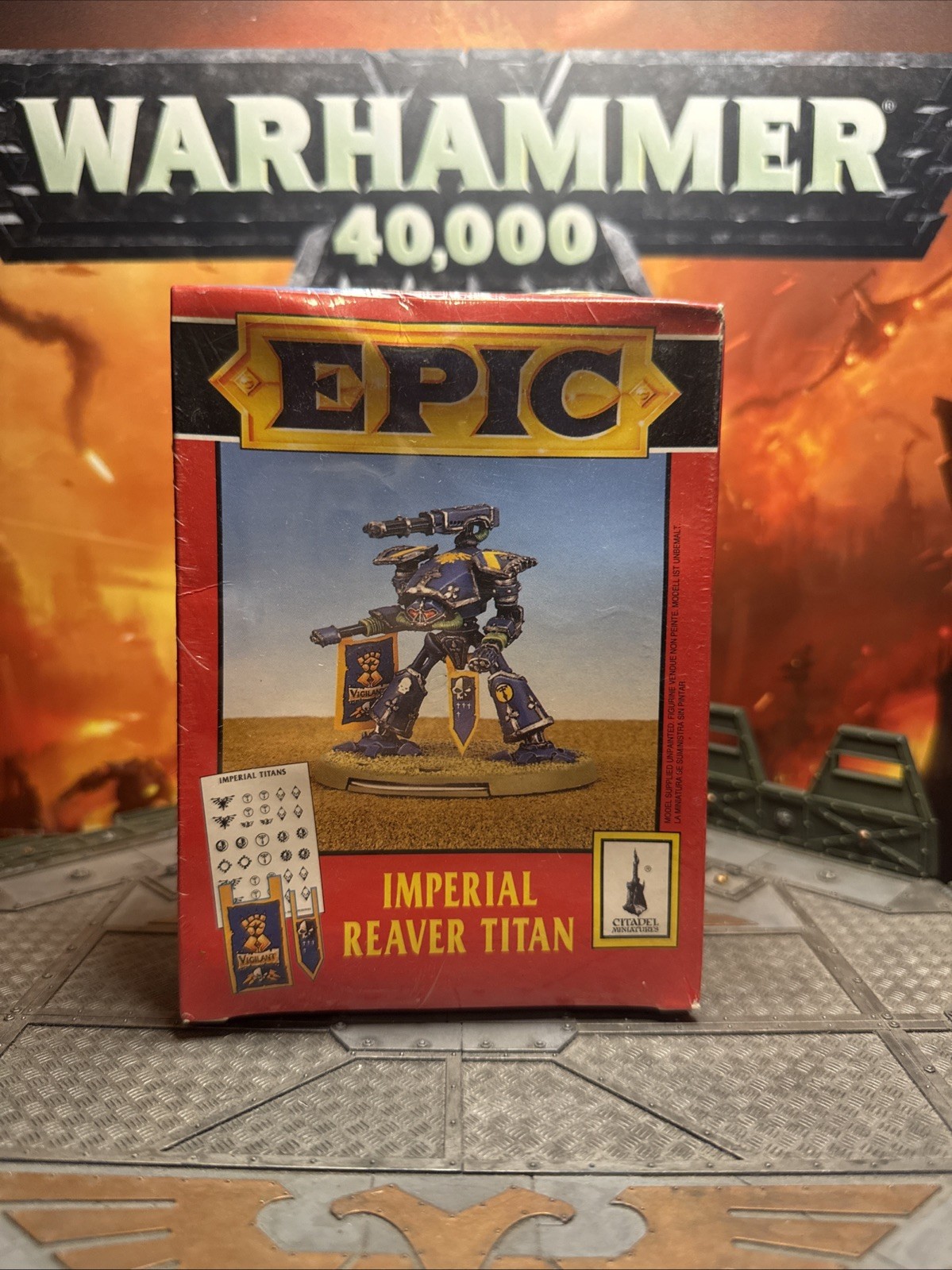Vtg Warhammer Epic 40K Metal Imperial Reaver Titan SEALED Box Games Workshop OOP