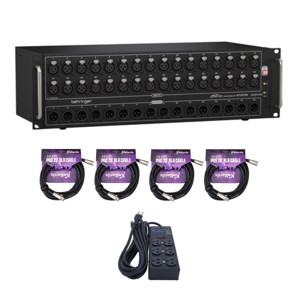 Behringer S32 Digital Stage Box Bundle w/ XLR Cables and Surge Protector