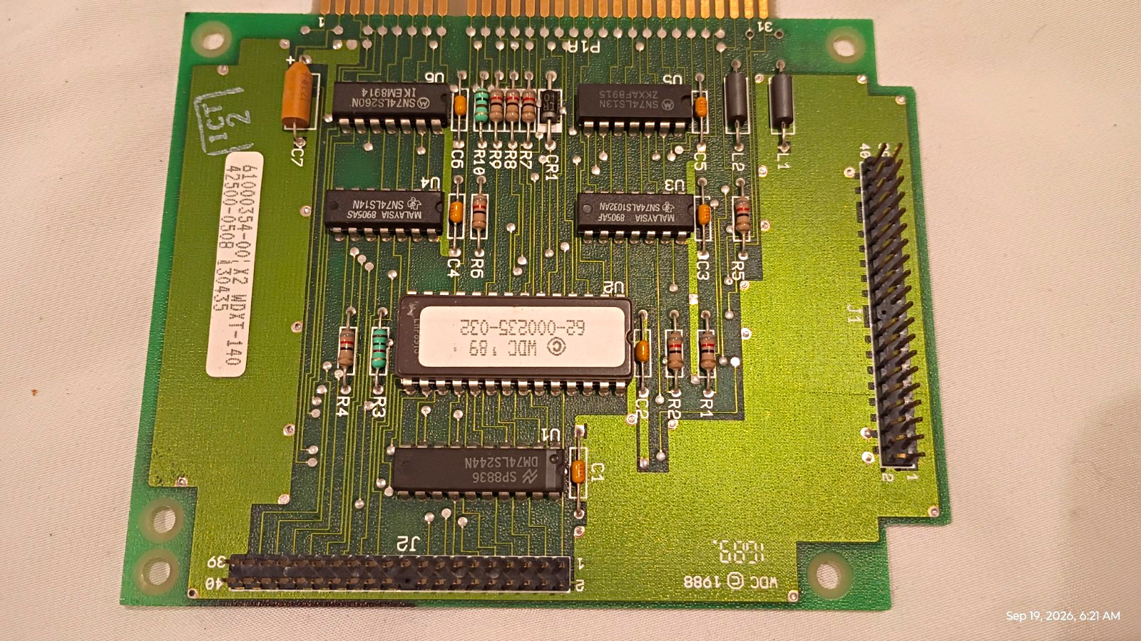 Vintage 1988 Western Digital WDC TOPSEARCH 60-000233-01 REV X0 ROM Controller Vintage 1988 Western Digital WDC TOPSEARCH 60-000233-01 REV X0 ROM Controller