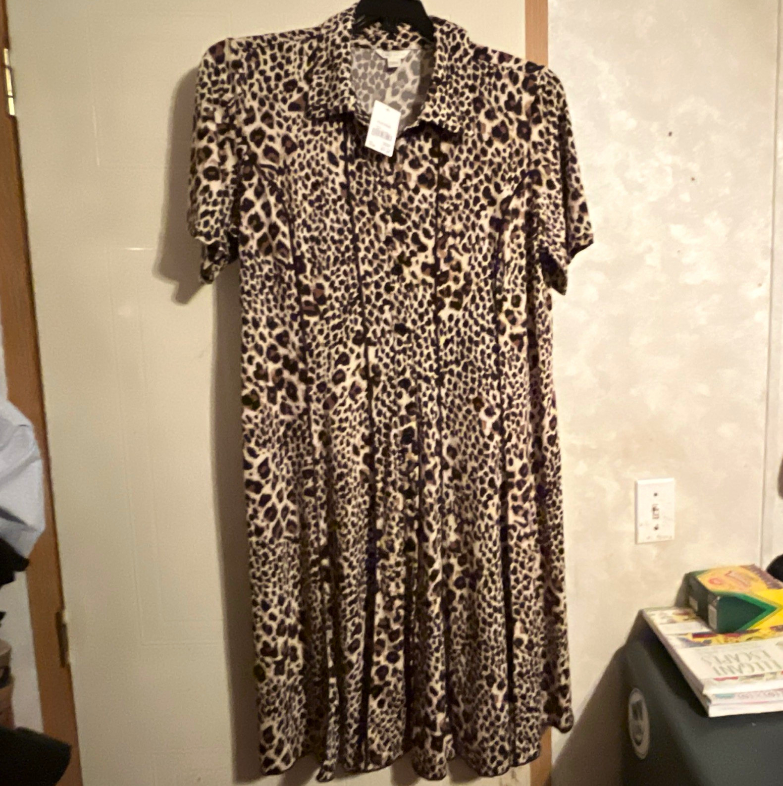 Cato Multicolor Leopard Animal Print Fit & Flare Dress 20W Plus Collared Cato Multicolor Leopard Animal Print Fit & Flare Dress 20W Plus Collared
