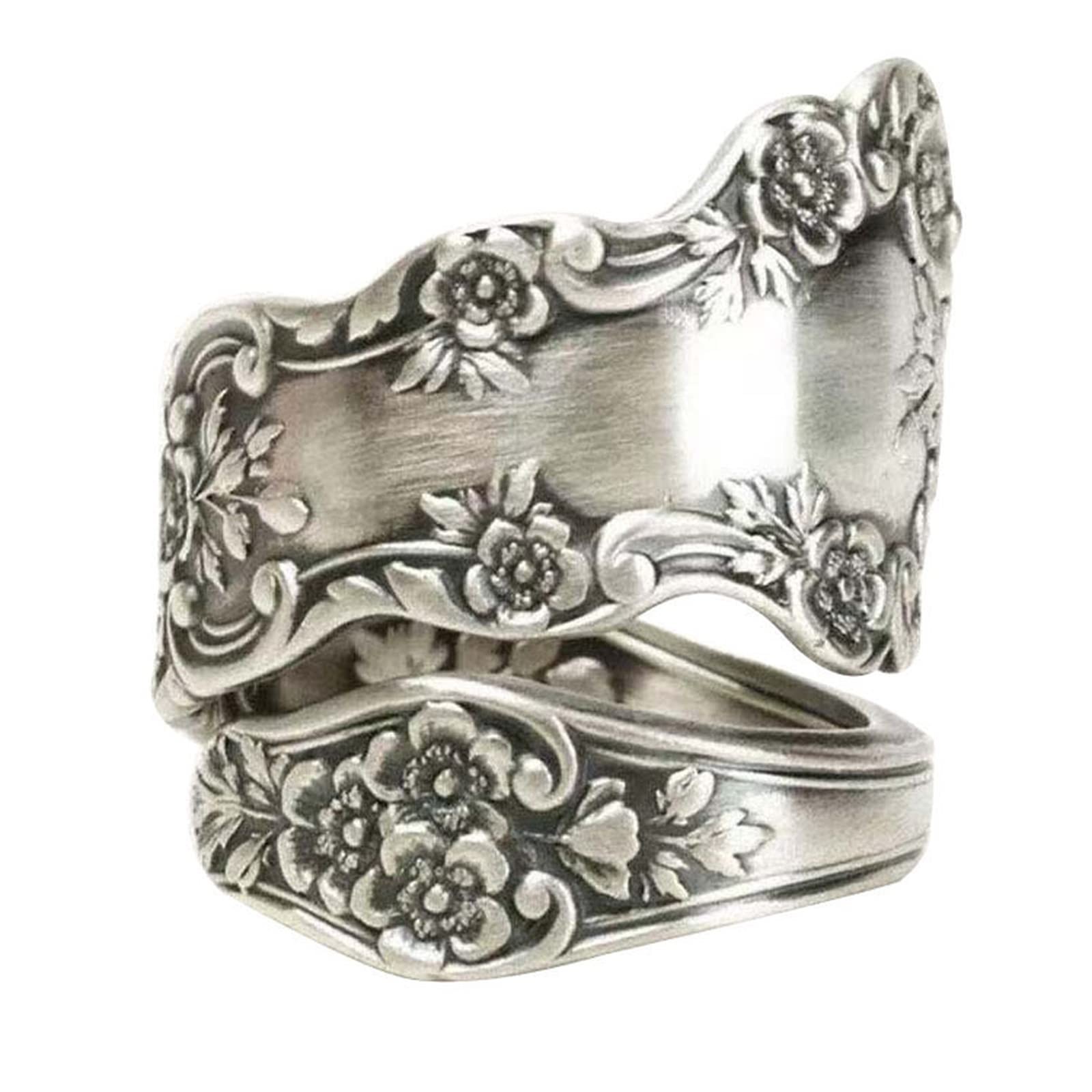 925 Sterling Silver Oxidized Spoon Ring Adjustable,