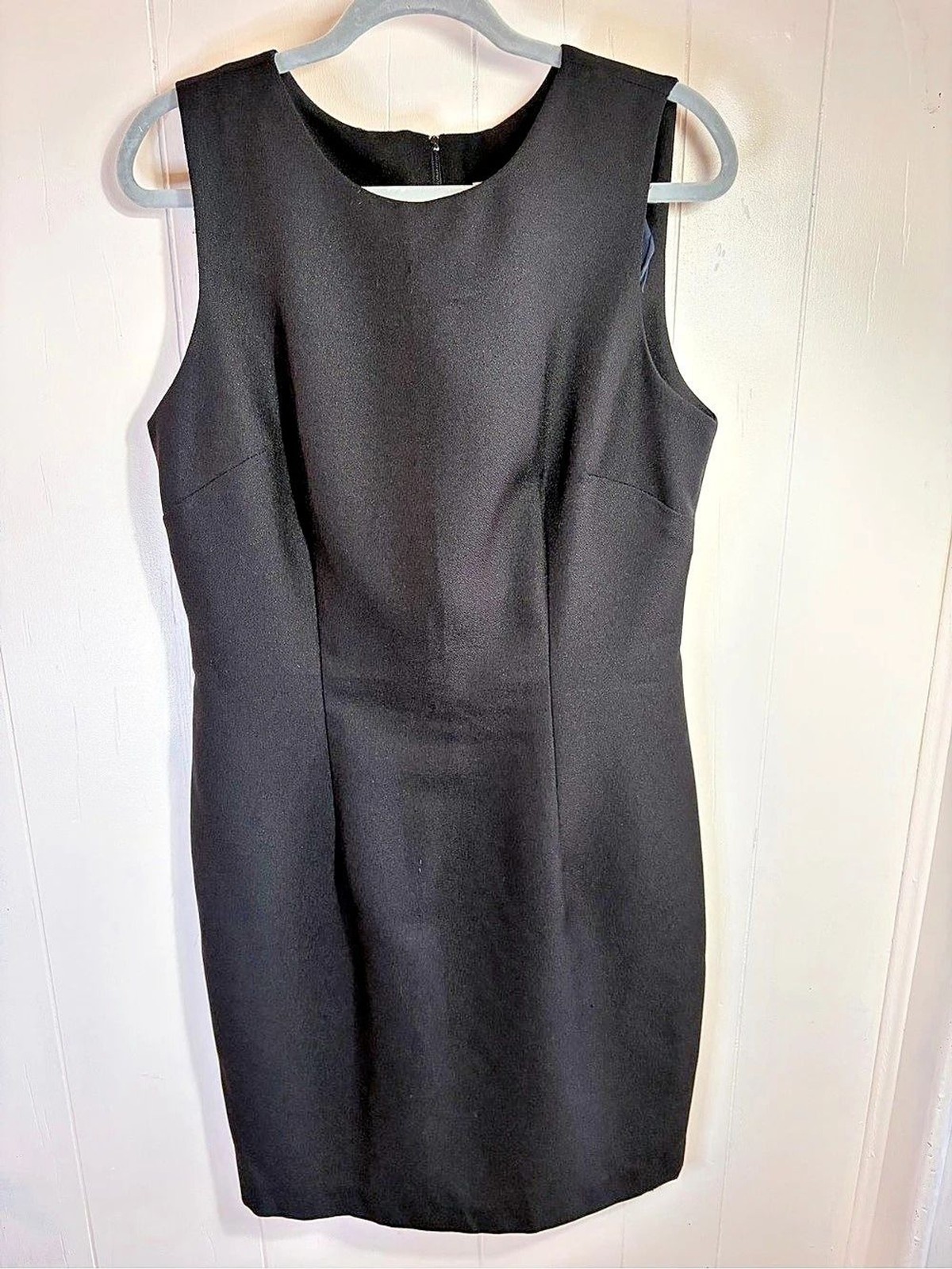 Vtg 80s 90s Leslie Lucks Black Crepe Sleeveless Sheath Dress Made in USA Sz 12 Vtg 80s 90s Leslie Lucks Black Crepe Sleeveless Sheath Dress Made in USA Sz 12