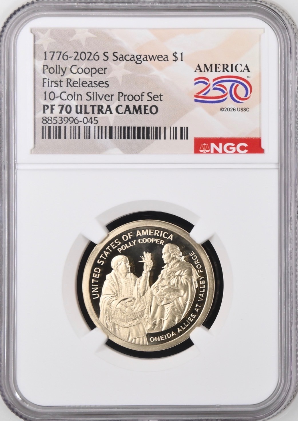 2026 S Sacagawea $1 Polly Cooper NGC PF70 Ultra Cameo First Releases 2026 S Sacagawea $1 Polly Cooper NGC PF70 Ultra Cameo First Releases