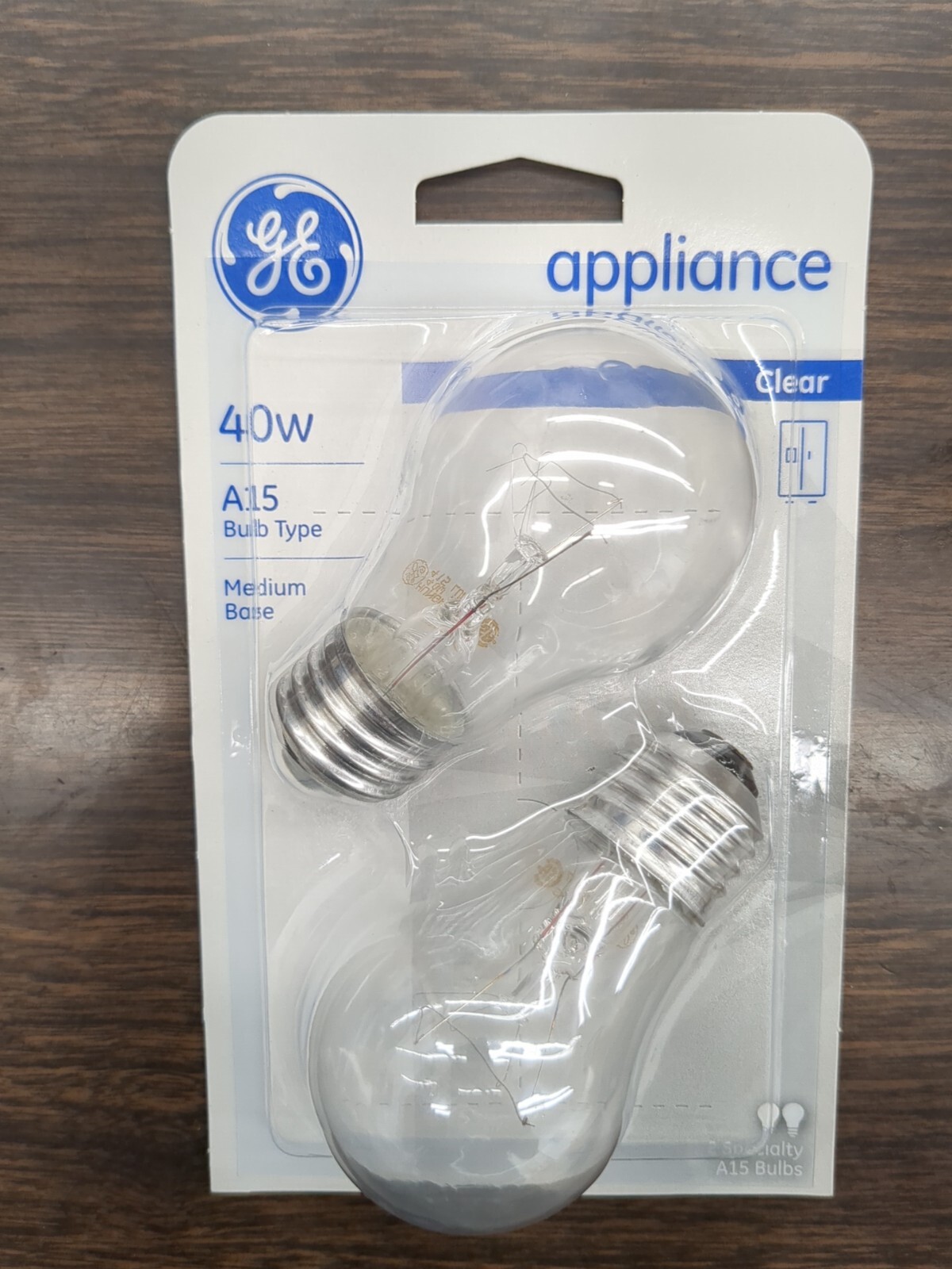 2 pk GE 40-Watt Appliance Light Bulbs with Medium Base - 415 Lumens