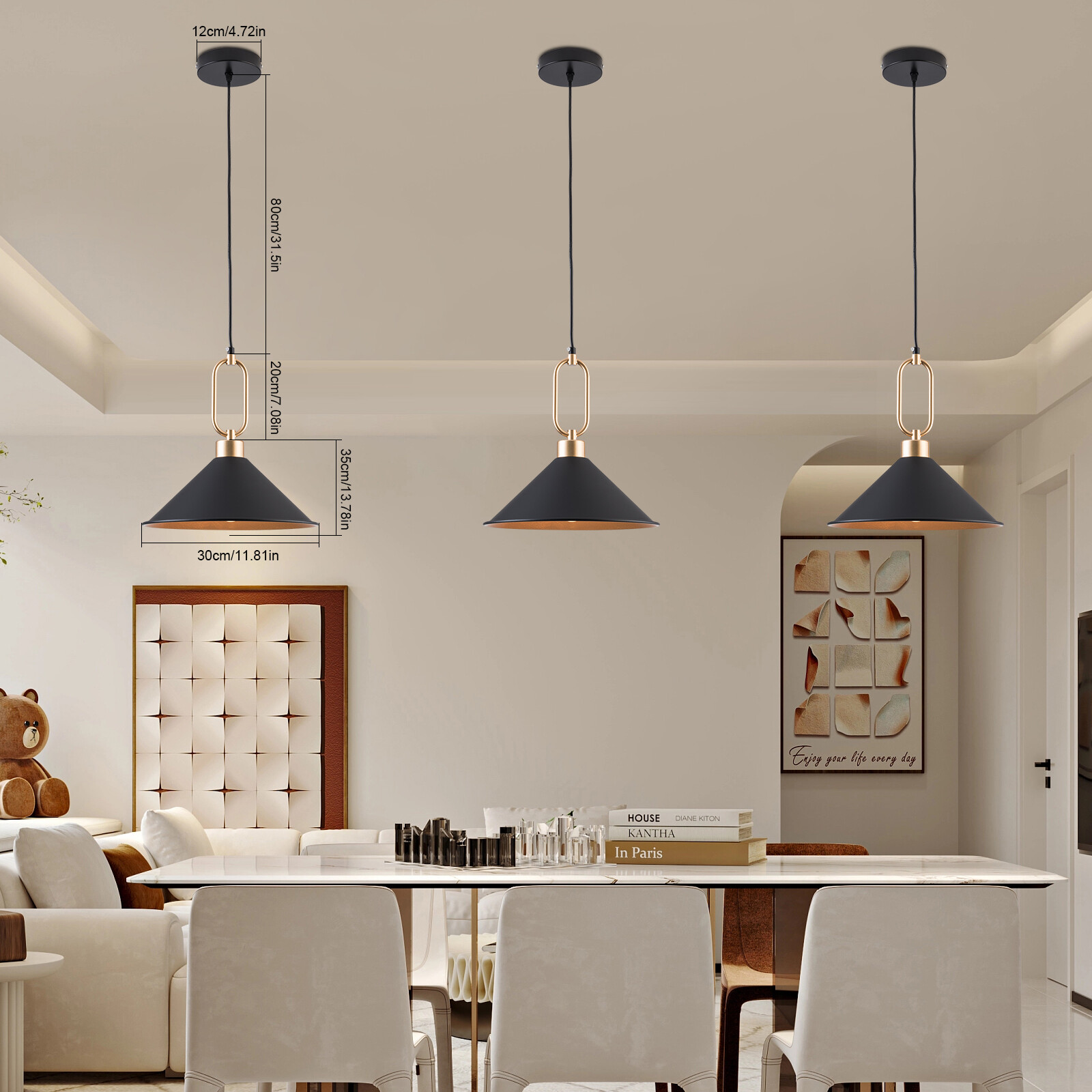 3 Light Chandelier Lamp Industrial Ceiling Pendant Lamp Modern Farmhouse Fixture