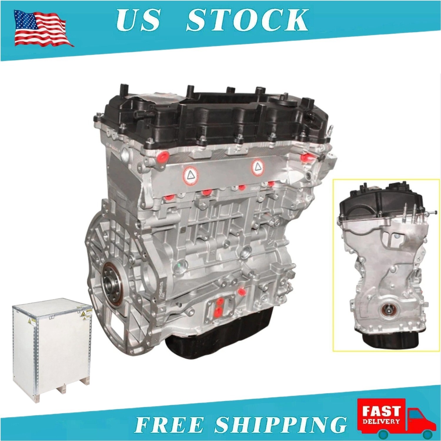 GDi Long block Engine Assembly FOR 2013-18 Hyundai Santa Fe Sport Kia G4KJ 2.4L