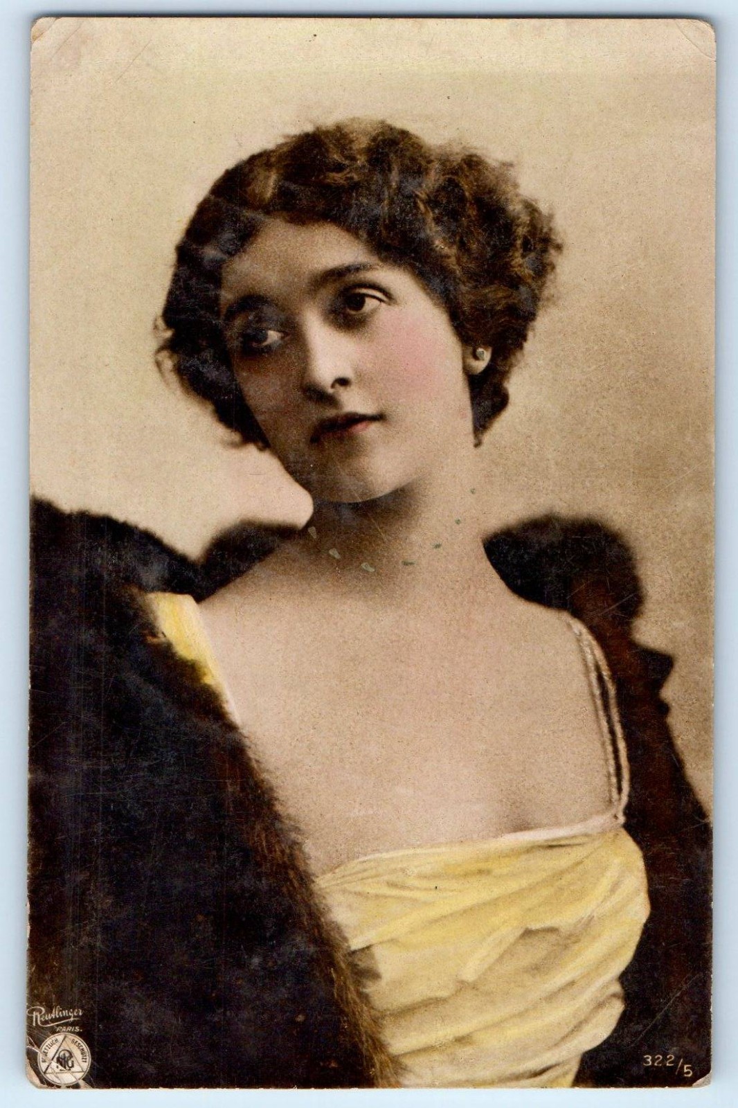 c1910\'s Pretty Woman Curly Hair Portrait RPPC Photo Posted Antique Postcard