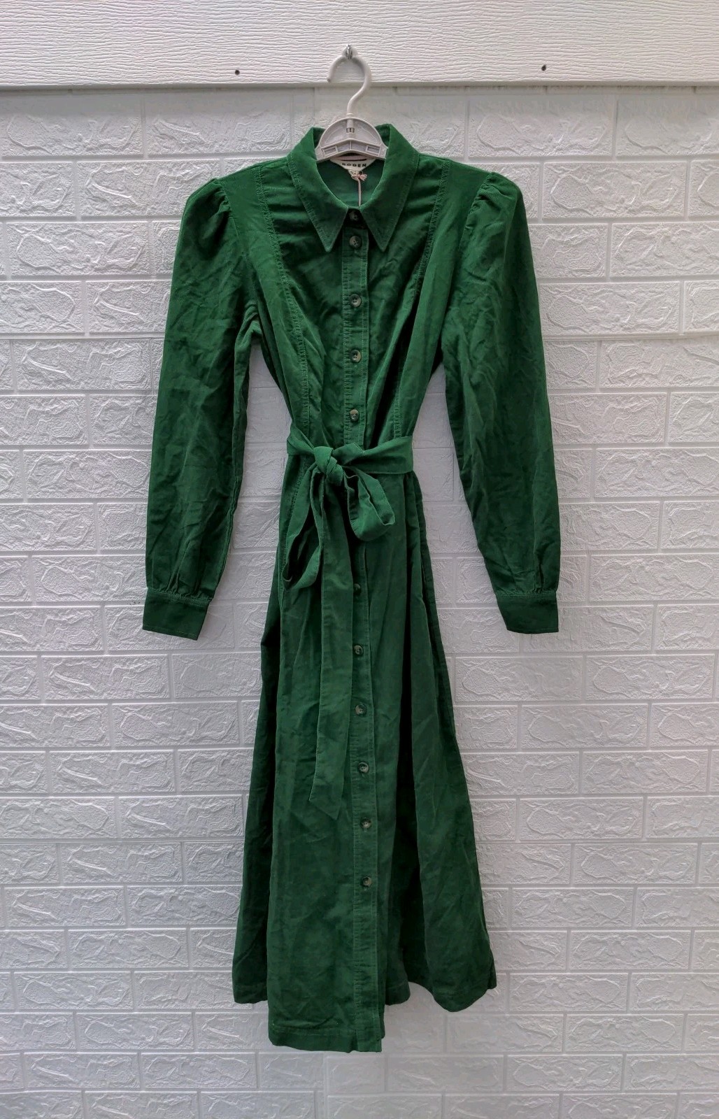 New Boden Aubrey Cord Midi Shirt Dress In Green Sz4R