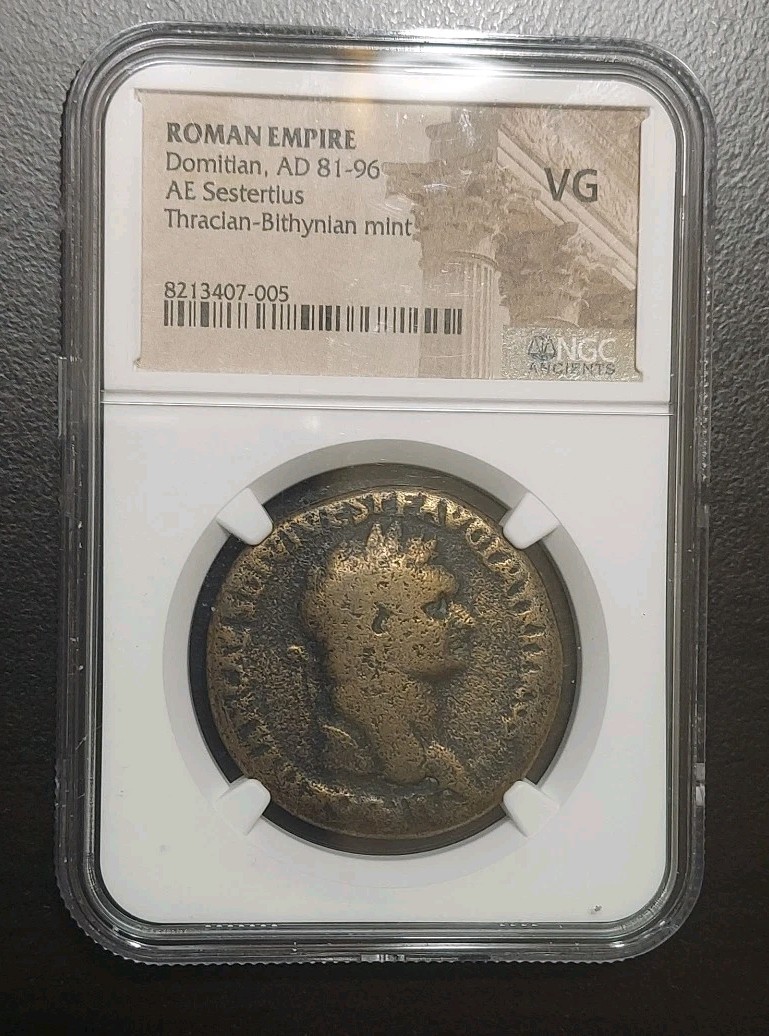 Domitian AE Sestertius AD 81-96 Pax as Caesar NGC VG Thracian-Bithynian Ancient 