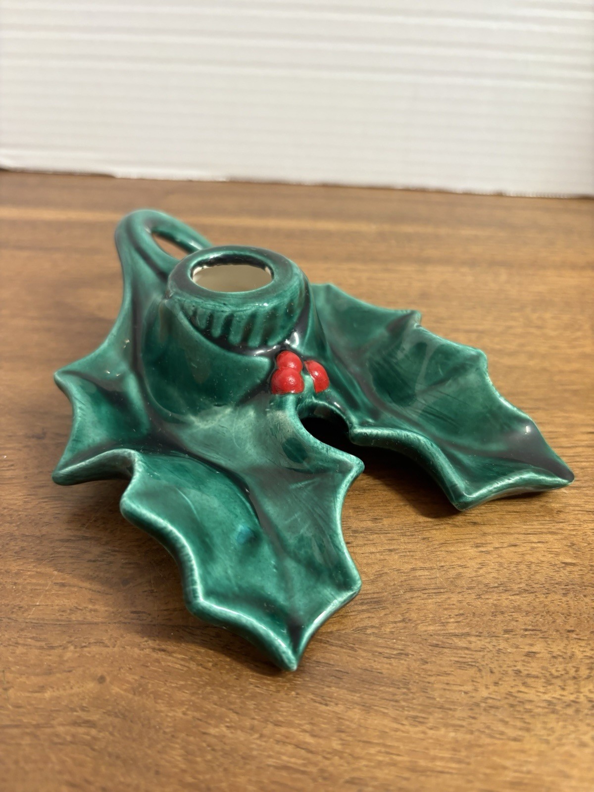 Vintage Ceramic Holland Mold Holly Berry Candle Stick Holder Vintage Ceramic Holland Mold Holly Berry Candle Stick Holder