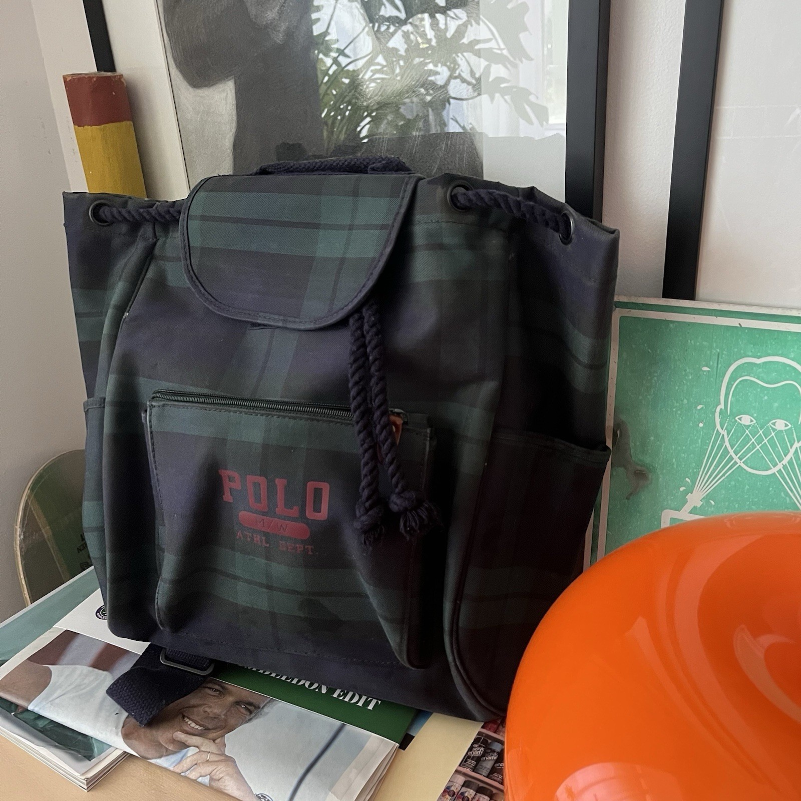 Vintage 1993 90s Polo Ralph Lauren Athl Dept Blackwatch Tartan Backpack Bag Rare Vintage 1993 90s Polo Ralph Lauren Athl Dept Blackwatch Tartan Backpack Bag Rare