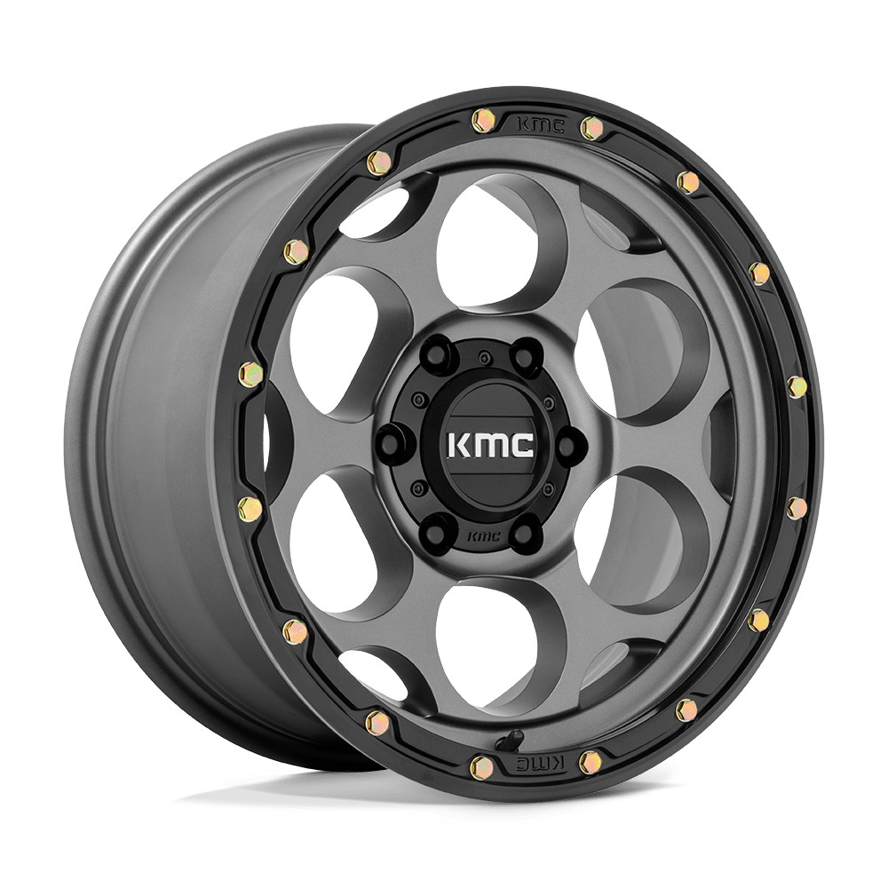 17x8.5 KMC KM541 DIRTY HARRY Satin Gray W/ Black Lip Wheel 6x4.5 (18mm)
