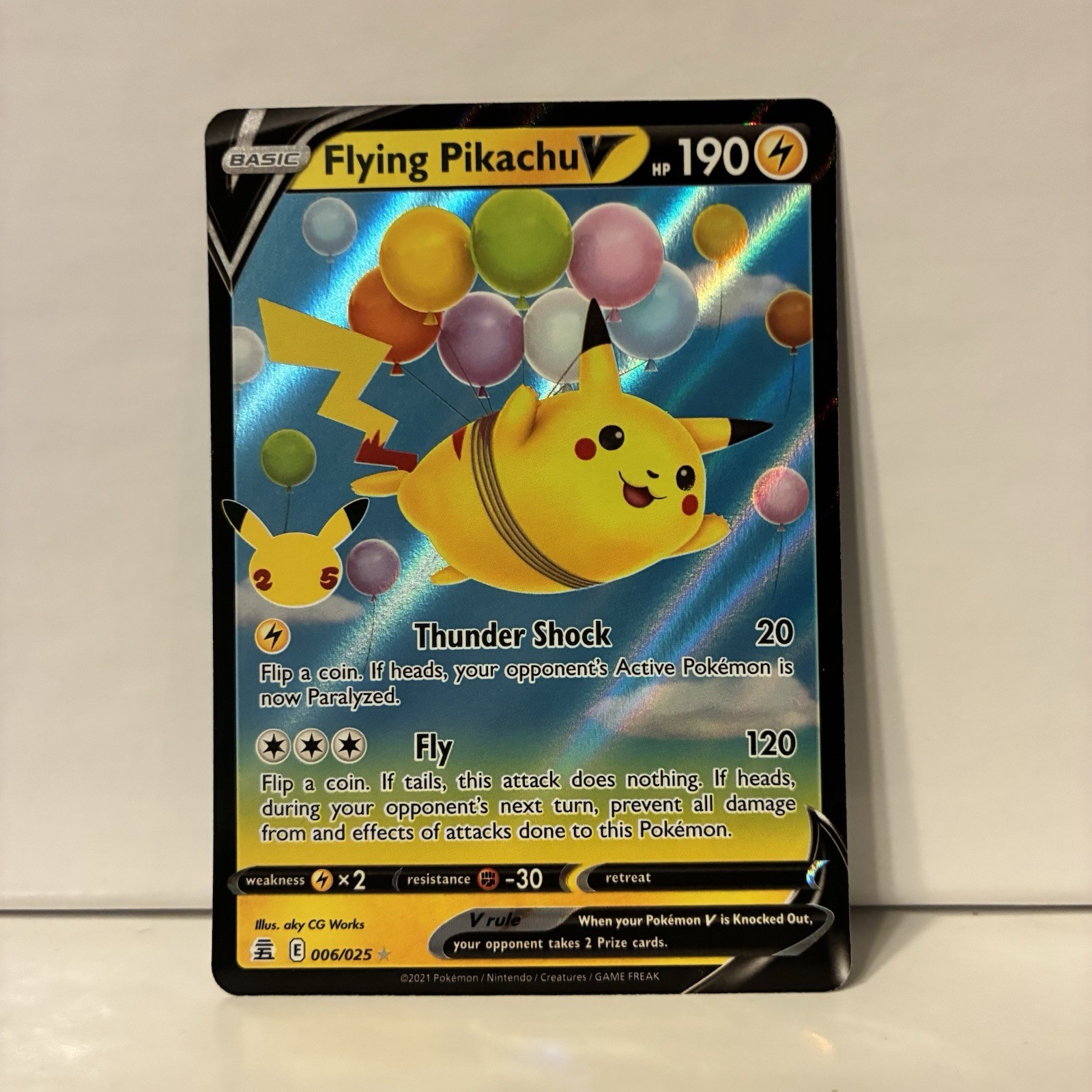 Flying Pikachu V Celebrations 006/025 Ultra Rare Full Art Holo 190 HP EN Flying Pikachu V Celebrations 006/025 Ultra Rare Full Art Holo 190 HP EN