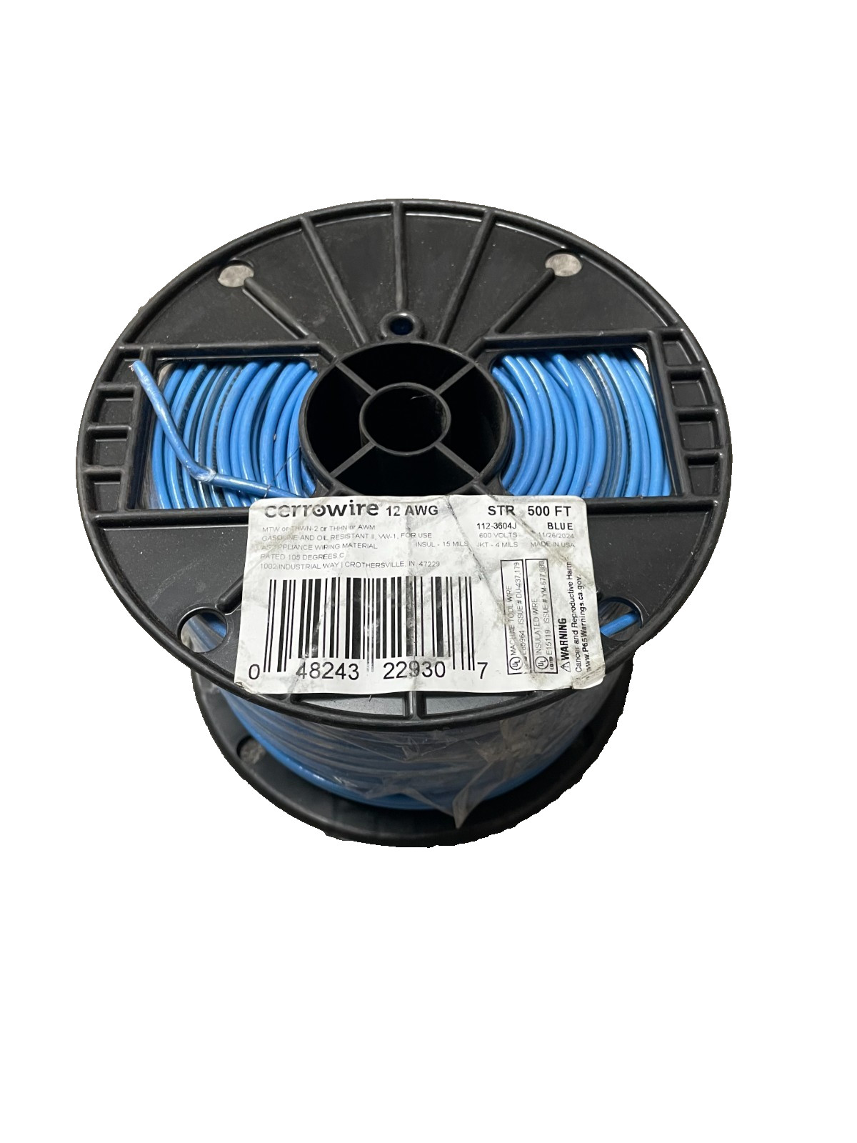 500 ft. #12 BLUE Stranded 12 Gauge 12 AWG THHN Wire 500 ft. #12 BLUE Stranded 12 Gauge 12 AWG THHN Wire