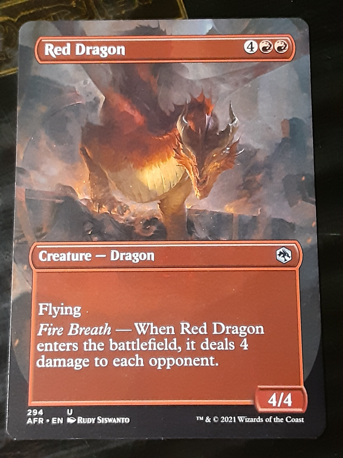 Red Dragon Borderless , Adventures Forgotten R , NM ,MTG,FREE SHIPPING Red Dragon Borderless , Adventures Forgotten R , NM ,MTG,FREE SHIPPING