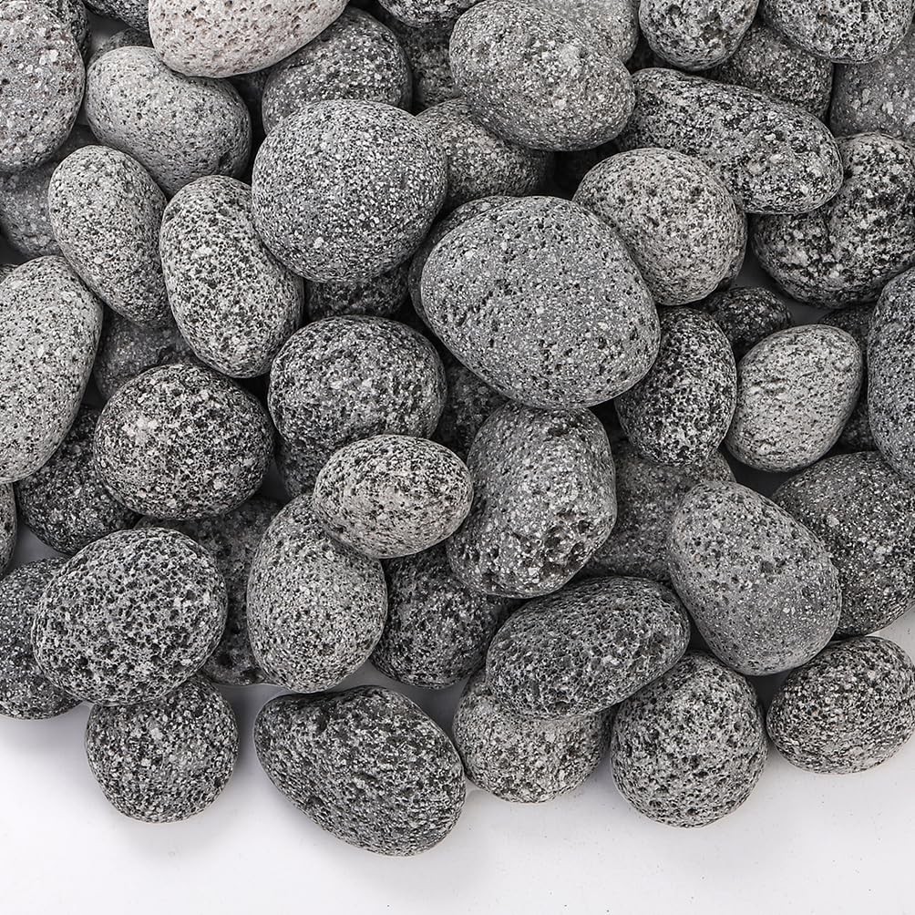 10lbs Lava Rocks for Fire Pit, 1\'\'-2\'\' Black Tumbled Natural Lava Stones, Smo...