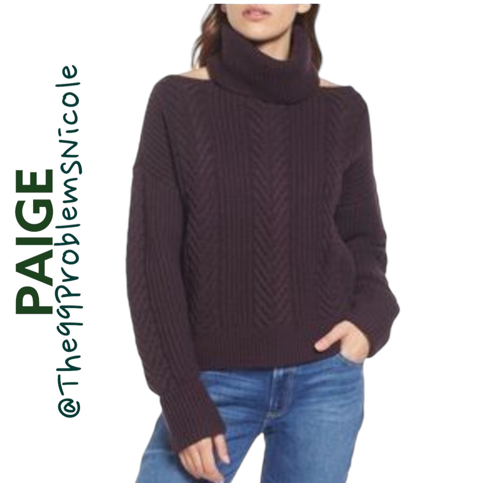 PAIGE Lorilee Wool Blend Turtleneck Sweater In Dark Sangria