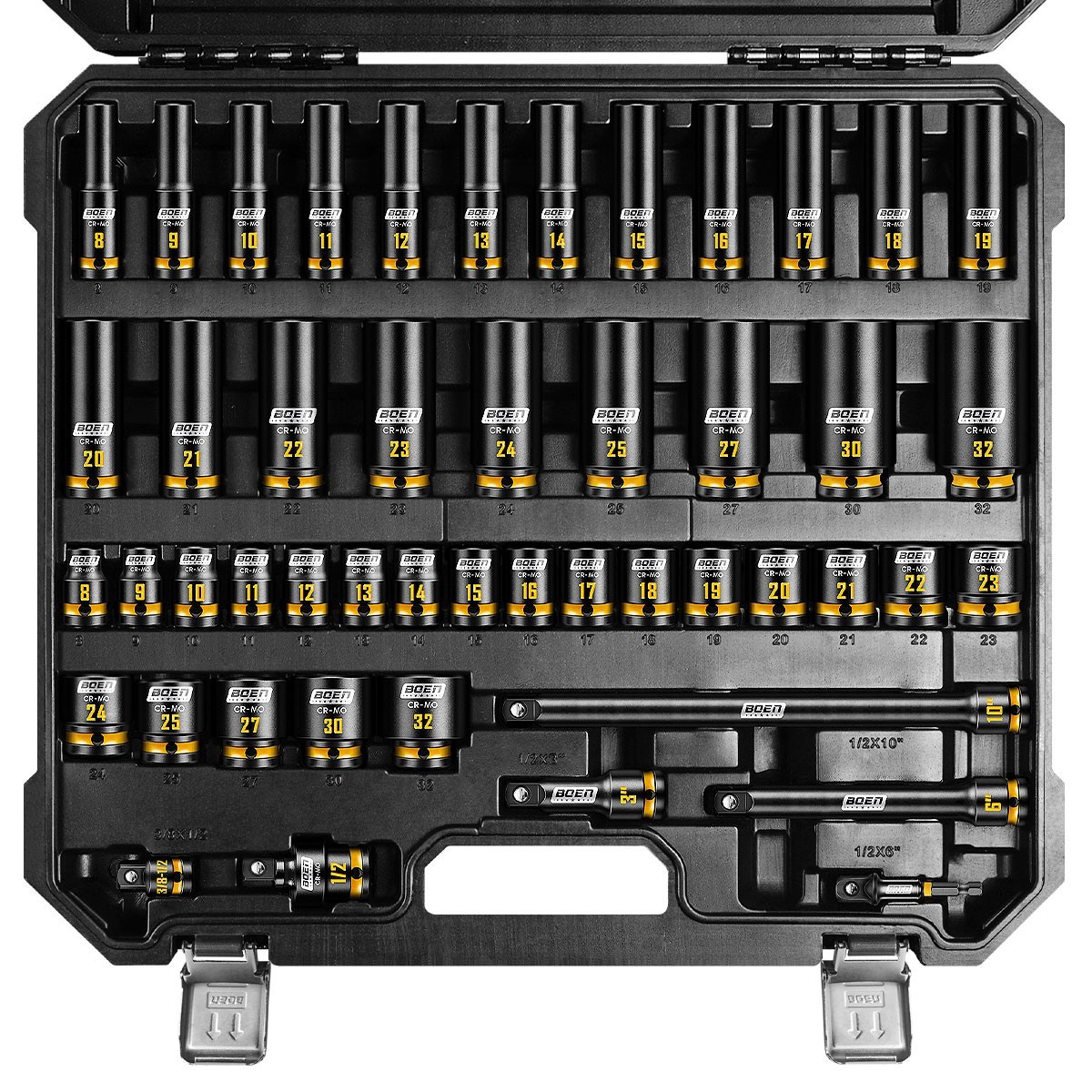 48PCS 1/2” Drive Metric Socket Set, Impact Deep&Shollow Socket(8mm-32mm)
