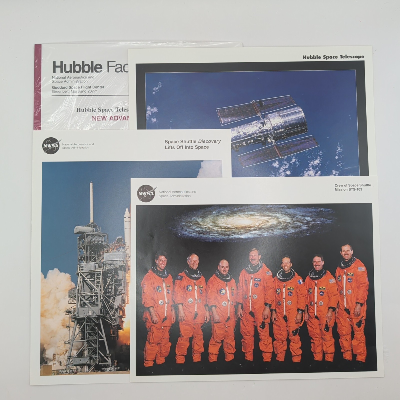 NASA Hubble Space Telescope STS-103 Discovery 4 Piece 8x10 Lithograph Lot