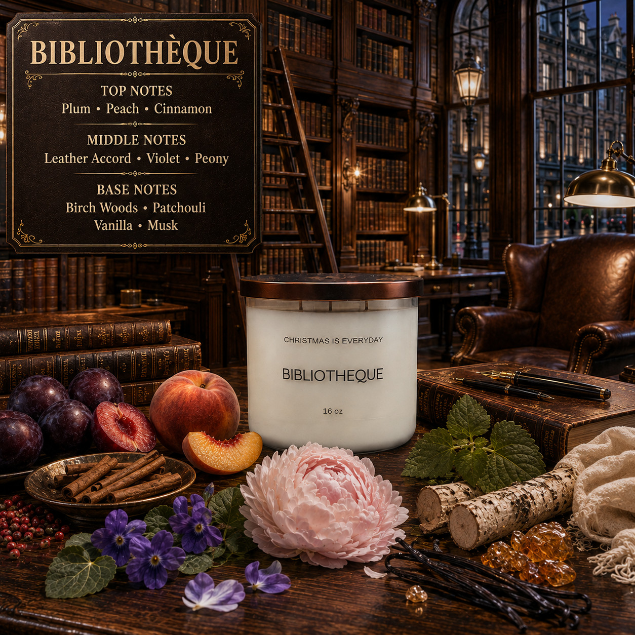 3 wick  BIBLIOTHEQUE (dupe) CHRISTMAS is EVERYDAY