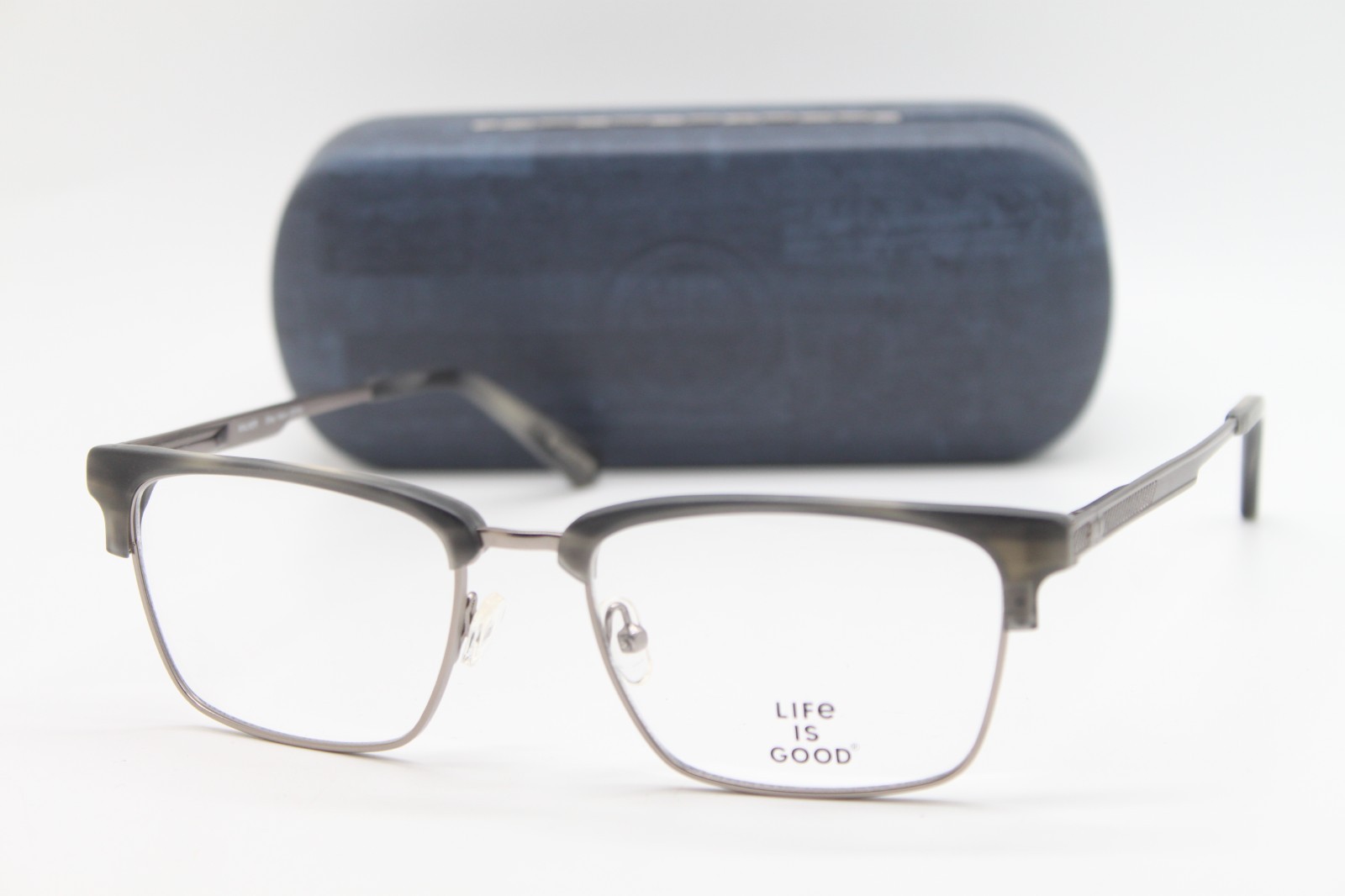 NEW LIFE IS GOOD WALKER GREY HORN (GYH) AUTHENTIC EYEGLASSES W/CASE 54-18