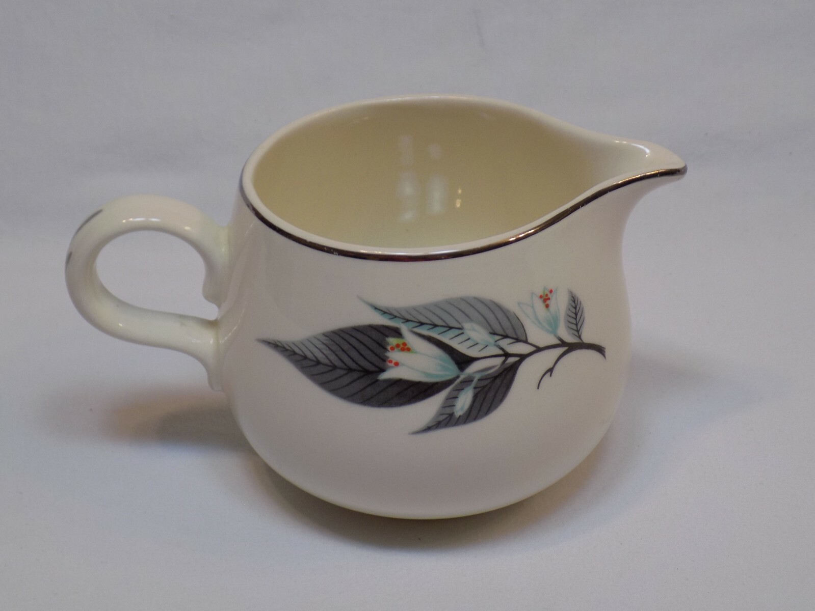 Homer Laughlin LOTUS HAI Rhythm Shape H55N5 CREAMER Green Leaves DIsh Vintage