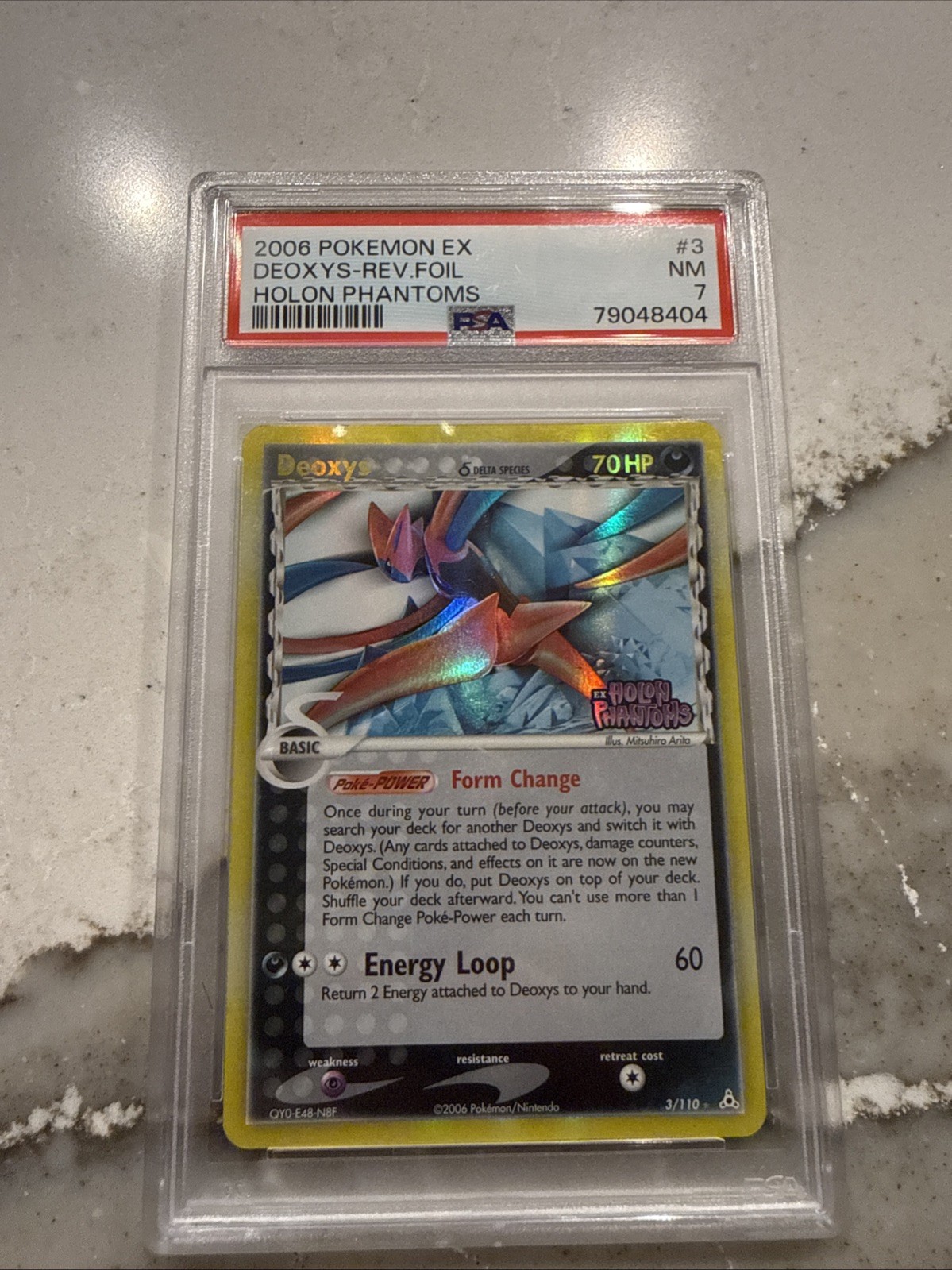 Deoxys Reverse Foil #3 EX Holon Phantoms 2006 Pokemon PSA 7