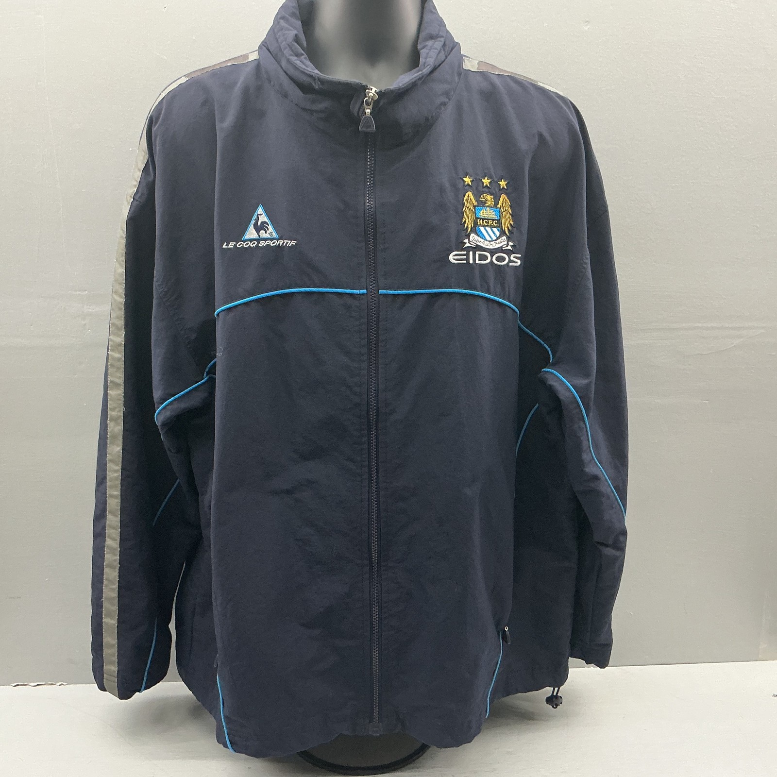 Vintage Le Coq Sportif Manchester City Jacket Mens XL Blue Soccer Football Eidos