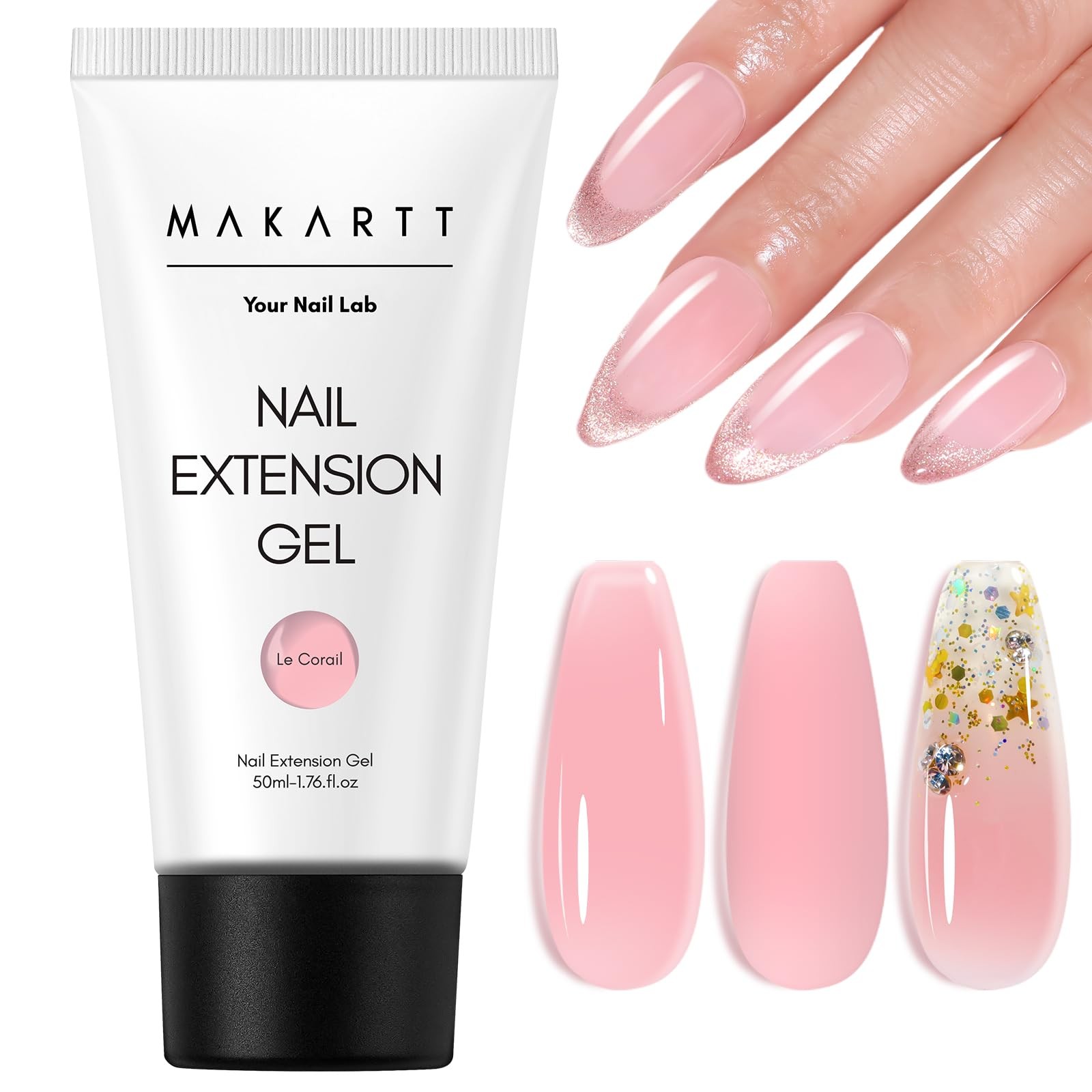 Makartt Poly Nail Gel 50ML: Natural Pink 1.7 Fl Oz (Pack of 1),