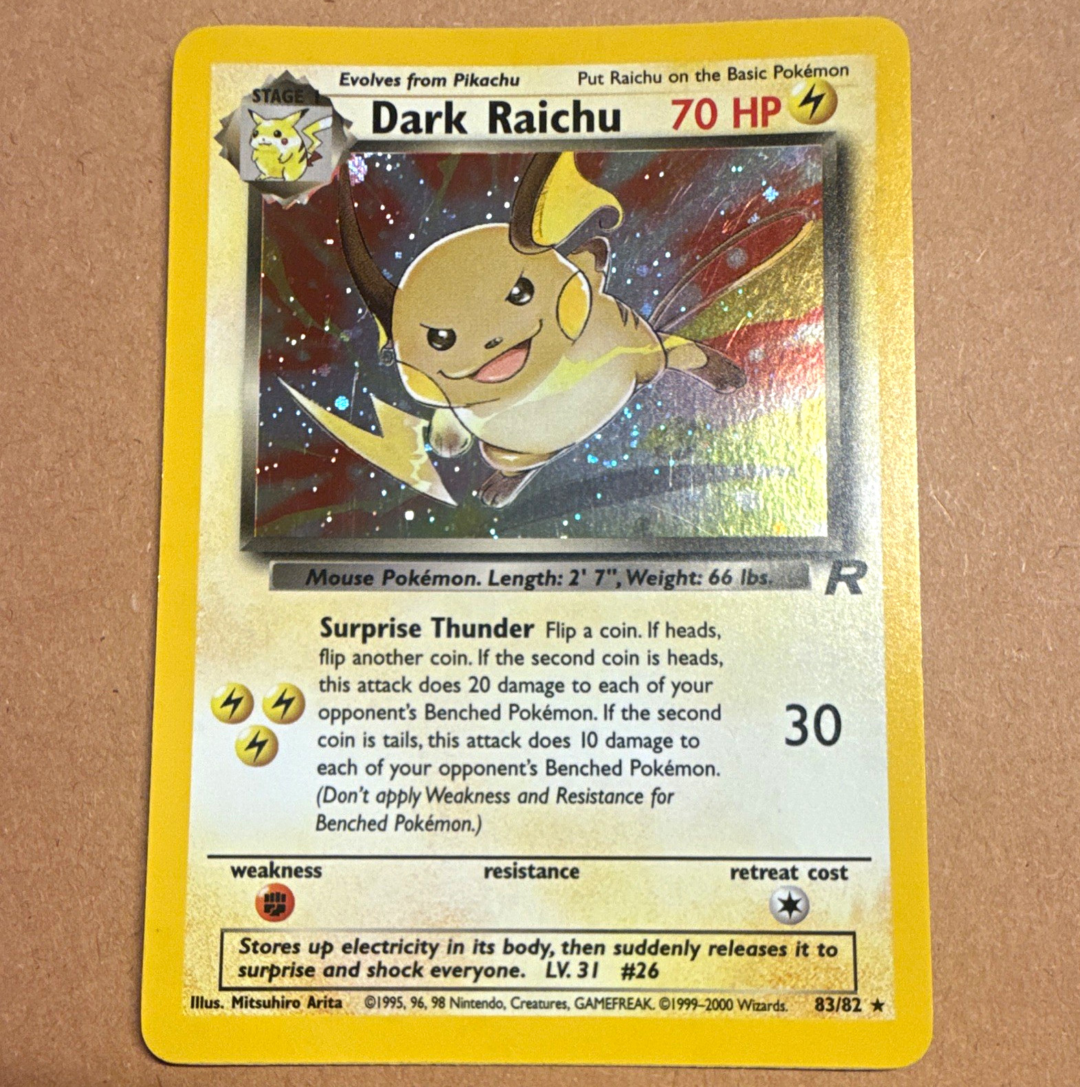 Pokémon Dark Raichu 83/82 Team Rocket Holo Secret Rare Unlimited EN HP70