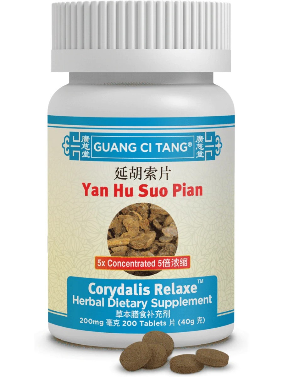 Guang Ci Tang Corydalis Relaxe Yan Hu Suo Zhi Tong Pian 200ct Tablets TCM Herbal