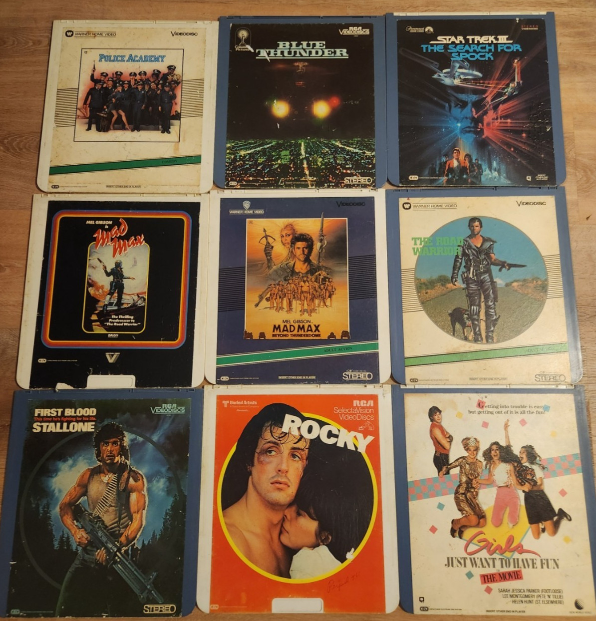 Vintage CED Videodisc 9 Movie Lot Mad Max Trilogy Rocky Star Trek Blue Thunder