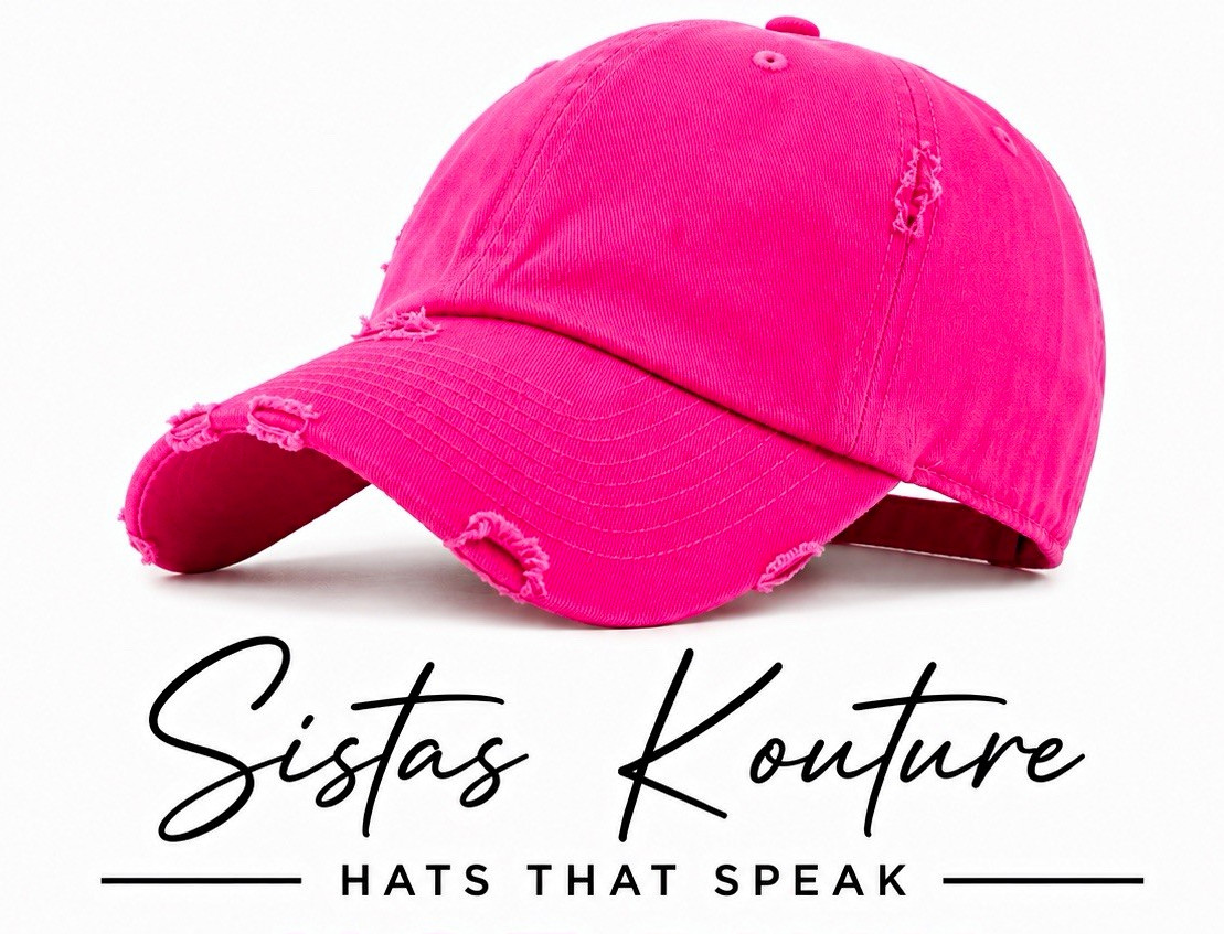 Sistas Kouture Pink Distressed Cotton Twill Women’s Baseball Cap One Size
