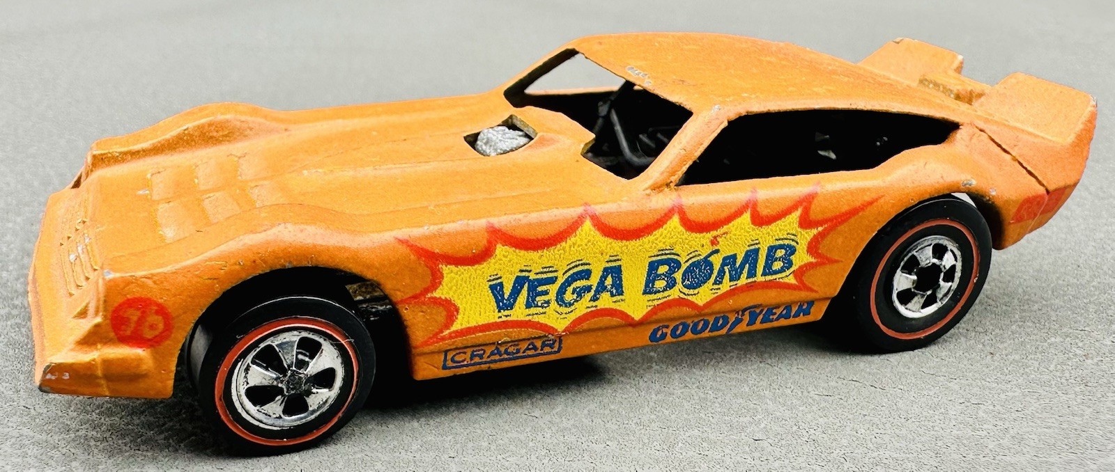 * 1969 Hot Wheels REDLINE Vintage VEGA BOMB Good Year Cragar 76 Funny Car Orange * 1969 Hot Wheels REDLINE Vintage VEGA BOMB Good Year Cragar 76 Funny Car Orange