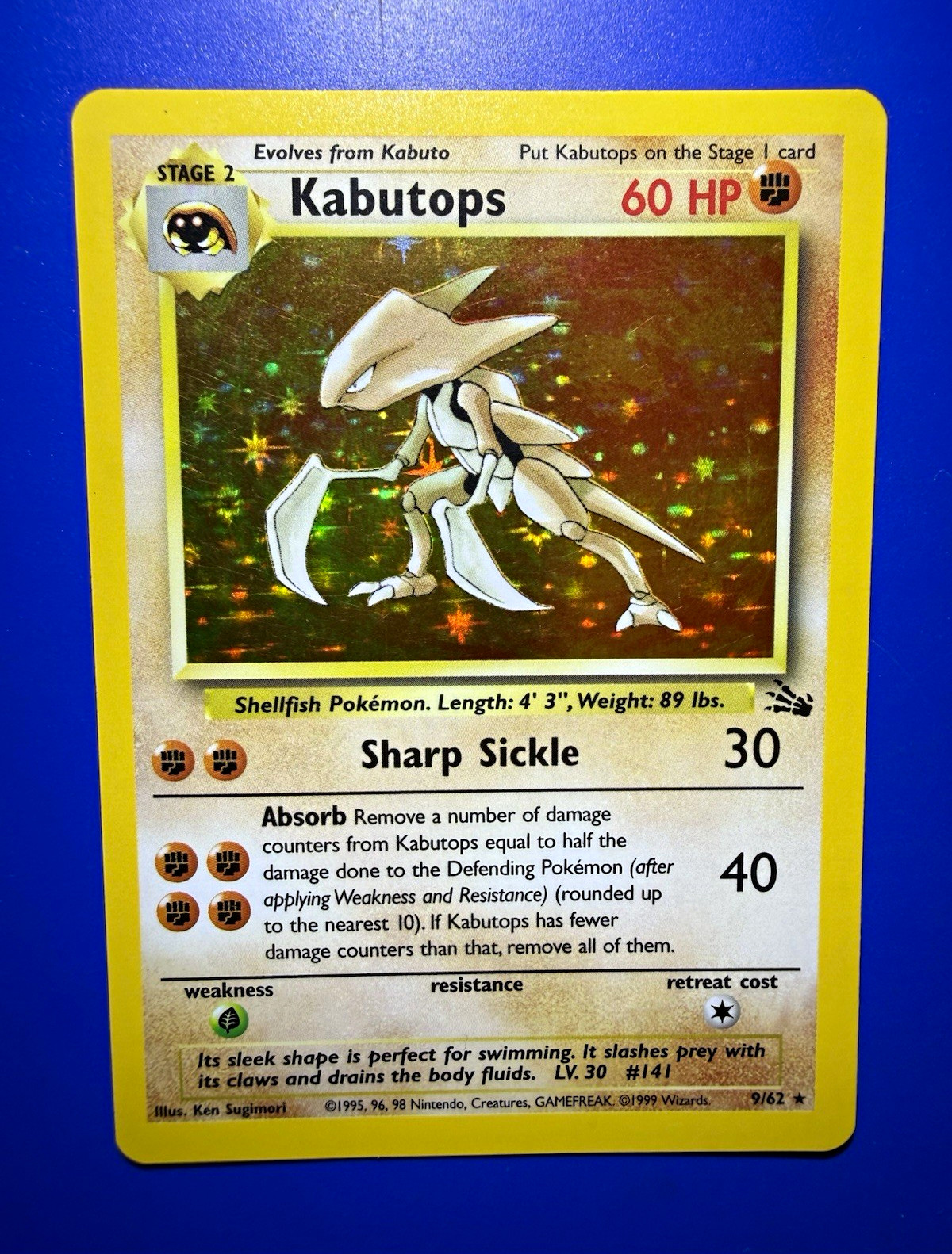 WOTC Pokémon TCG Kabutops 9/62 Fossil Unlimited Edition Holo Rare English 60HP