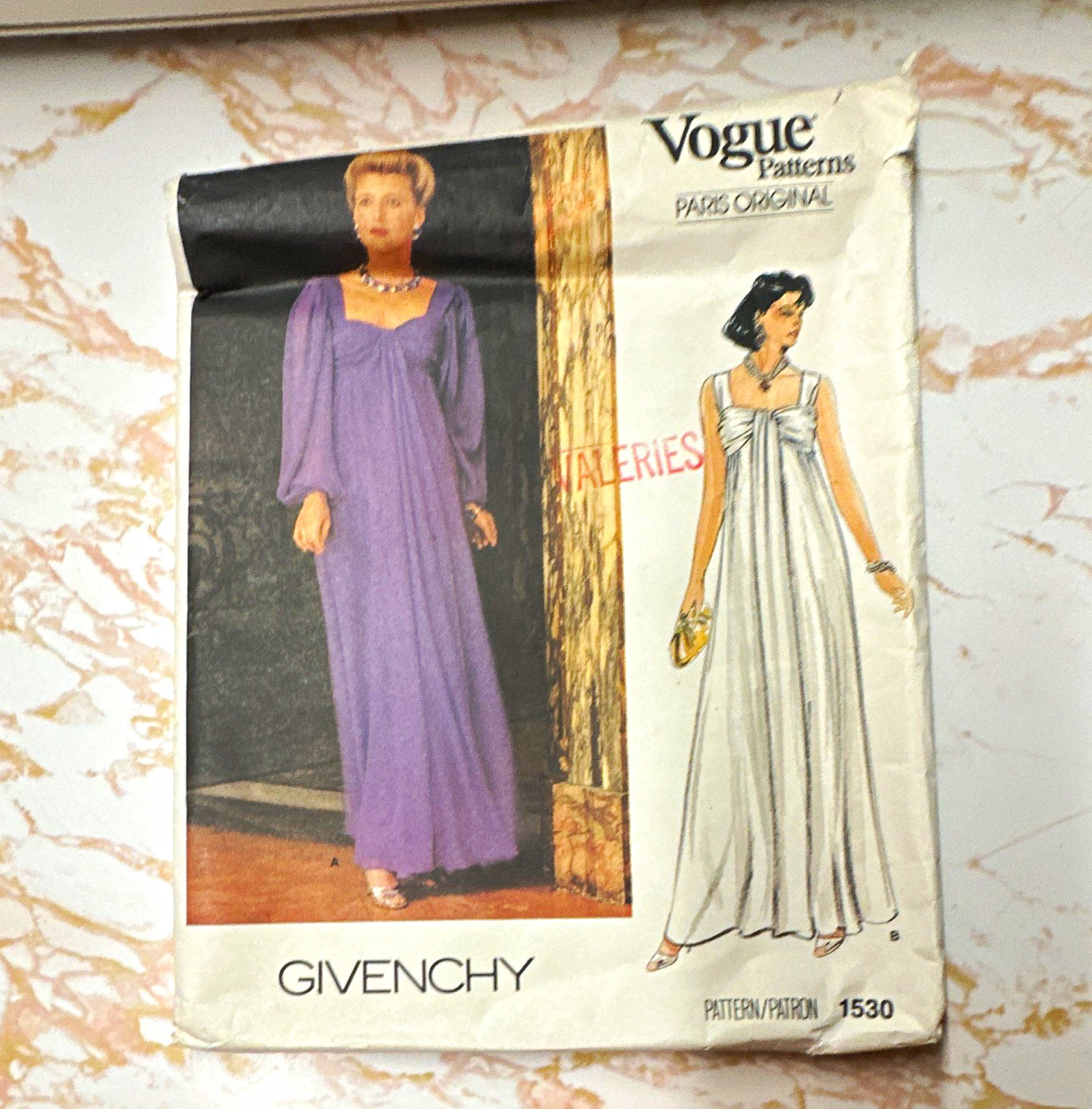 Vintage 1985 Vogue 1530 Givenchy Paris Original Evening Gown Sewing Pattern