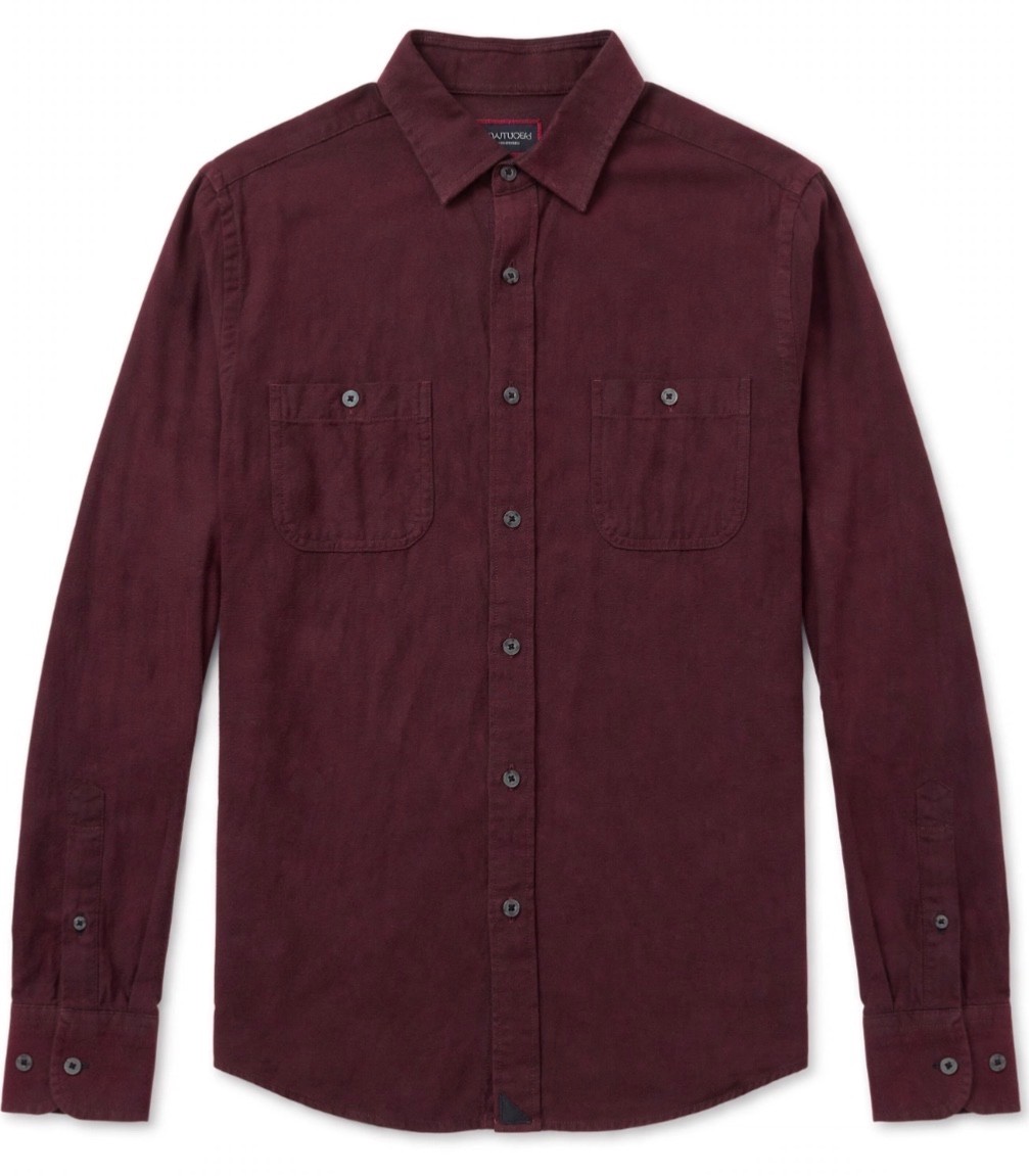 Untuck it Mens Button Front Long Sleeve Maroon Cotton Shirt Medium M
