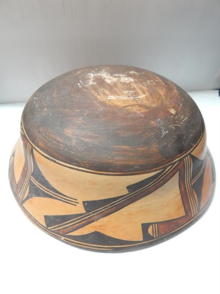 IMPORTANT ANTIQUE HOPI INDIAN POTTERY DOUGH BOWL POT - MUSEUM GRADE 
