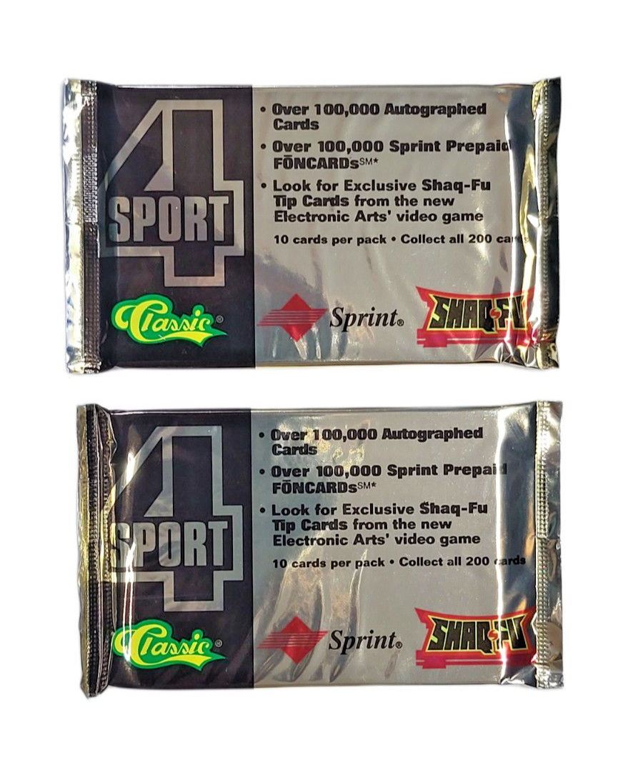 1994 Classic 4-Sport Gold Promo Packs Shaq-Fu Inserts 2 Booster Packs SEALED 🆕