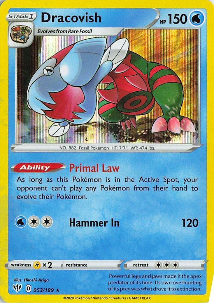 Dracovish 053/189 Holo Rare Darkness Ablaze Pokemon Moderately Played Dracovish 053/189 Holo Rare Darkness Ablaze Pokemon Moderately Played