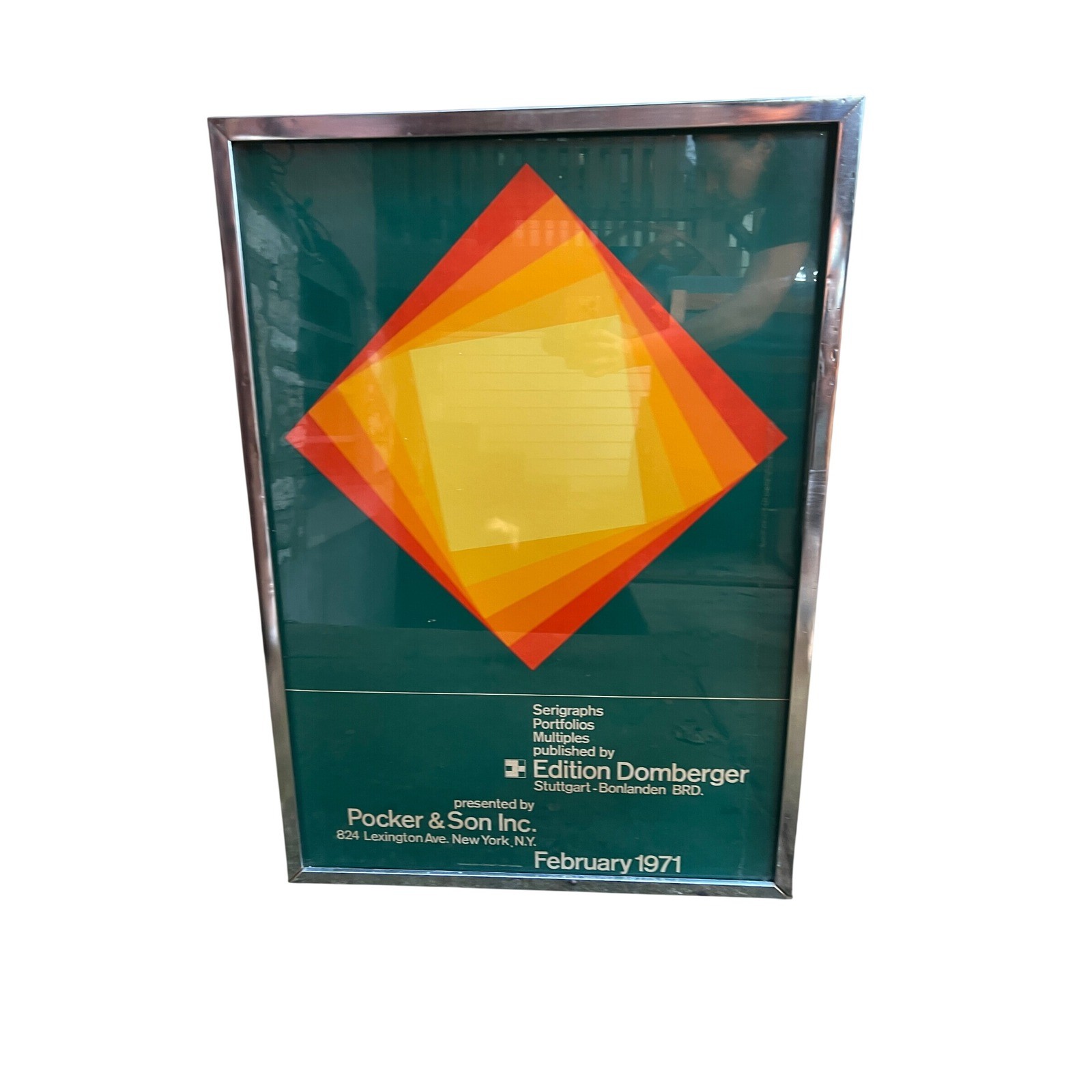 Vintage 1971 Edition Domberger Pocker & Son Serigraph Exhibition Poster Framed Vintage 1971 Edition Domberger Pocker & Son Serigraph Exhibition Poster Framed