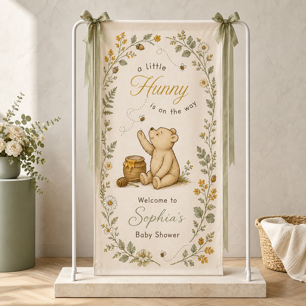 Welcome Banner Personalized Pooh Hunny Theme Outdoor Party Backdrop Welcome Banner Personalized Pooh Hunny Theme Outdoor Party Backdrop
