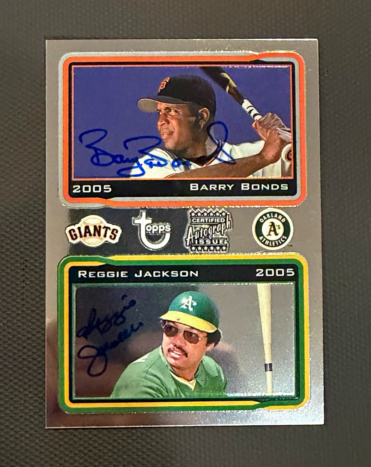 2005 Topps Co-Signers Bonds & Jackson Signed Auto CS-BJ #1/9 2005 Topps Co-Signers Bonds & Jackson Signed Auto CS-BJ #1/9
