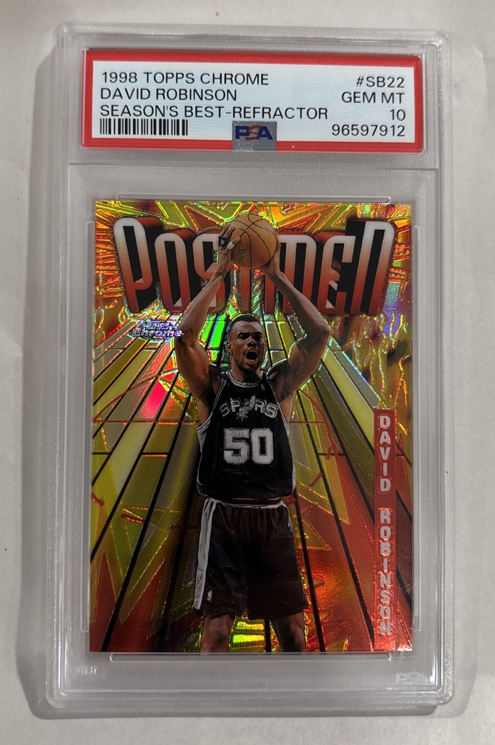David Robinson 1998 TOPPS Chrome Season\'s Best REFRACTOR  PSA 10 LOW POP 